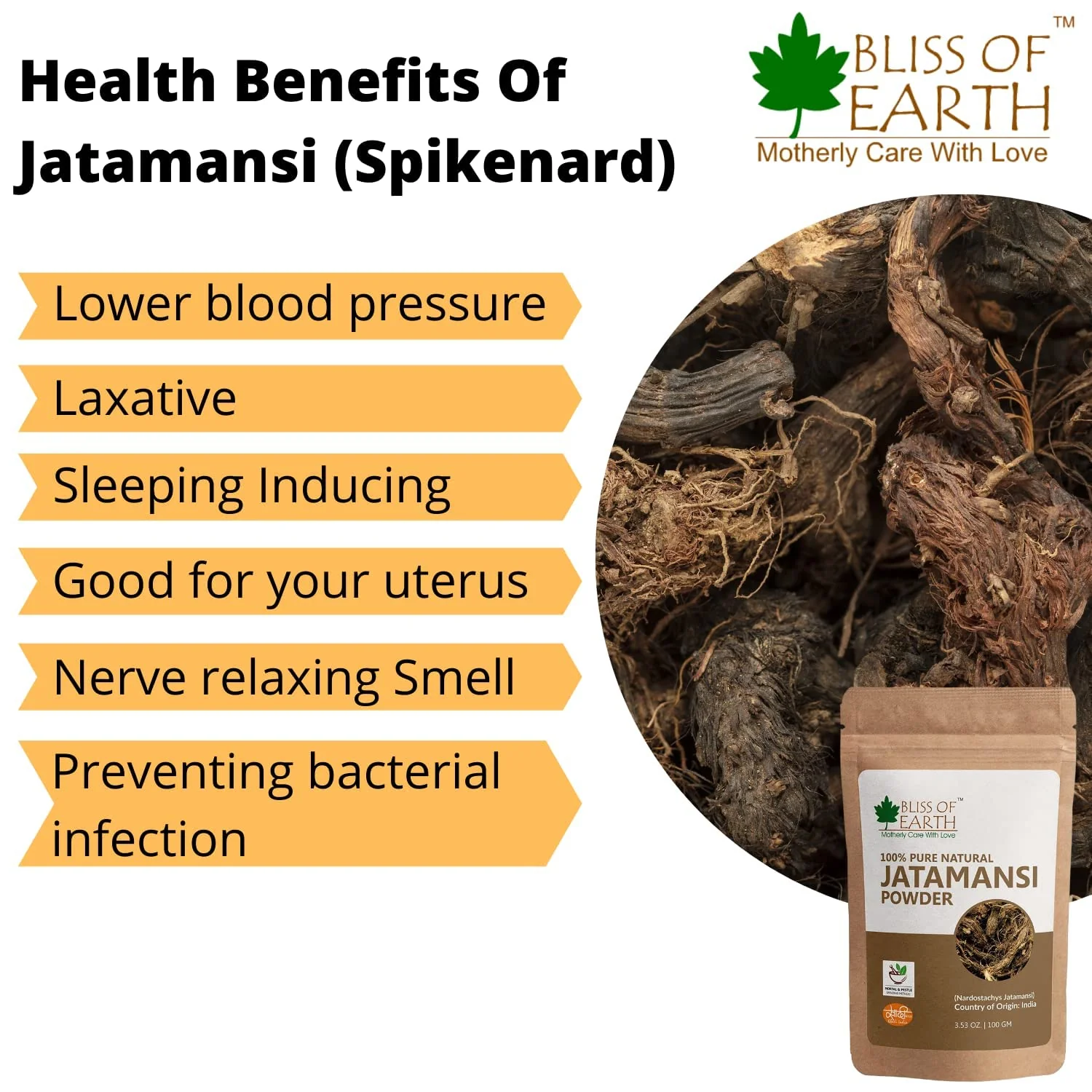 Jatamansi Powder +Henna Mehandi Powder  (Pack of 2x100gm) - Image 2