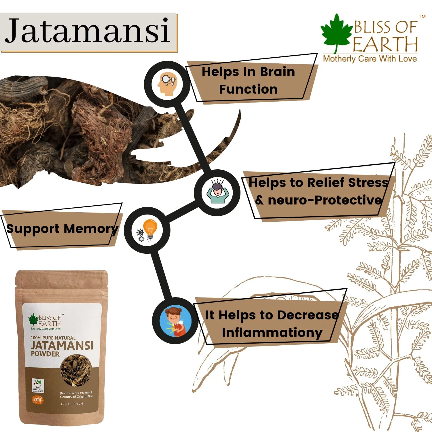Jatamansi Powder + Neem Leaves Powder (Pack of 2x100gm) - Image 3