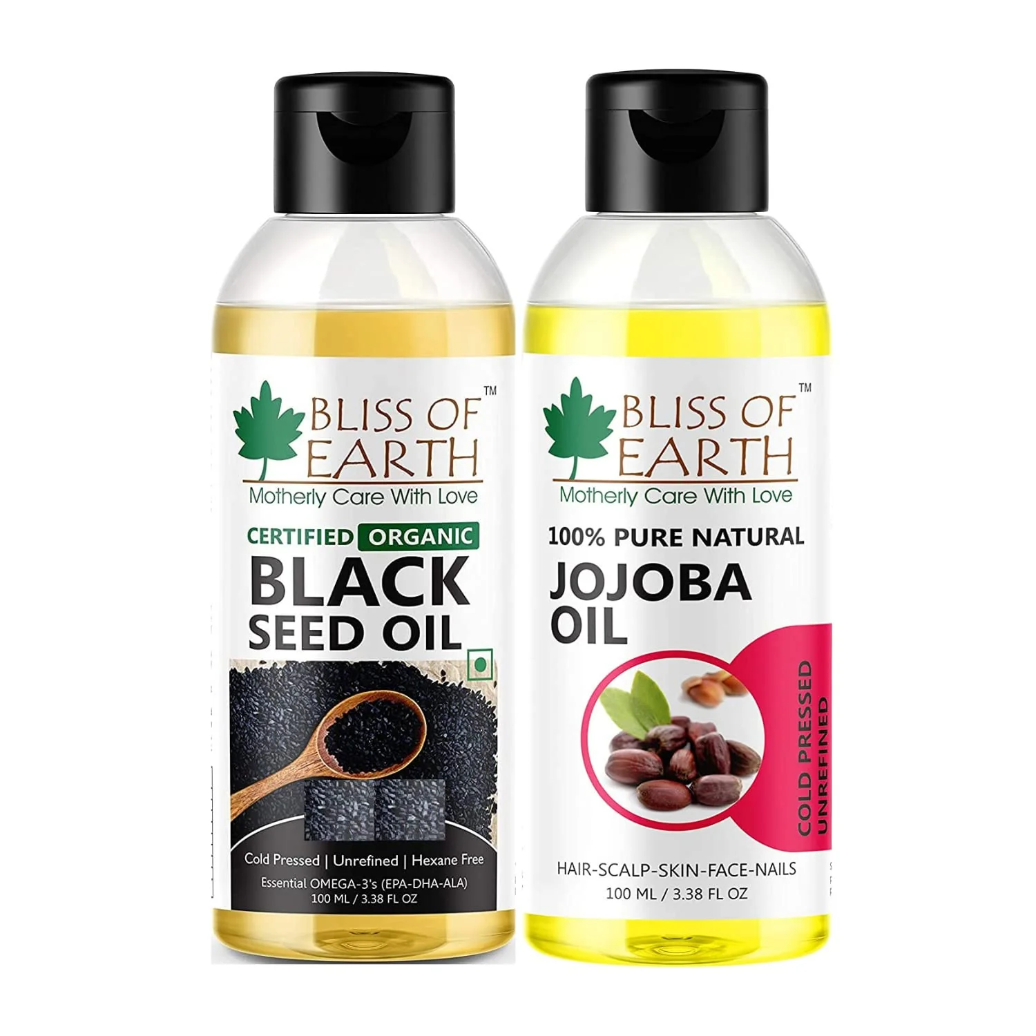 Black Seed Oil + Jojoba Oil Coldpressed & Unrefined (Pack of 2x100ml)