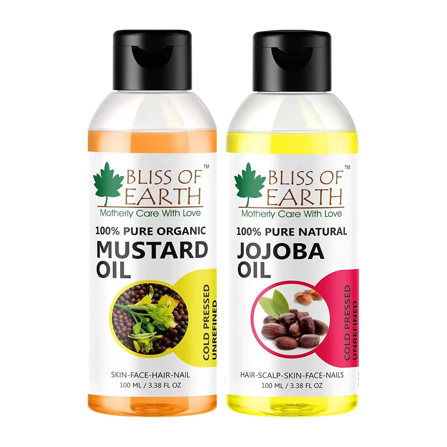 Mustard Oil + Jojoba Oil Cold Pressed & Unrefined (Pack of 2x100ml)