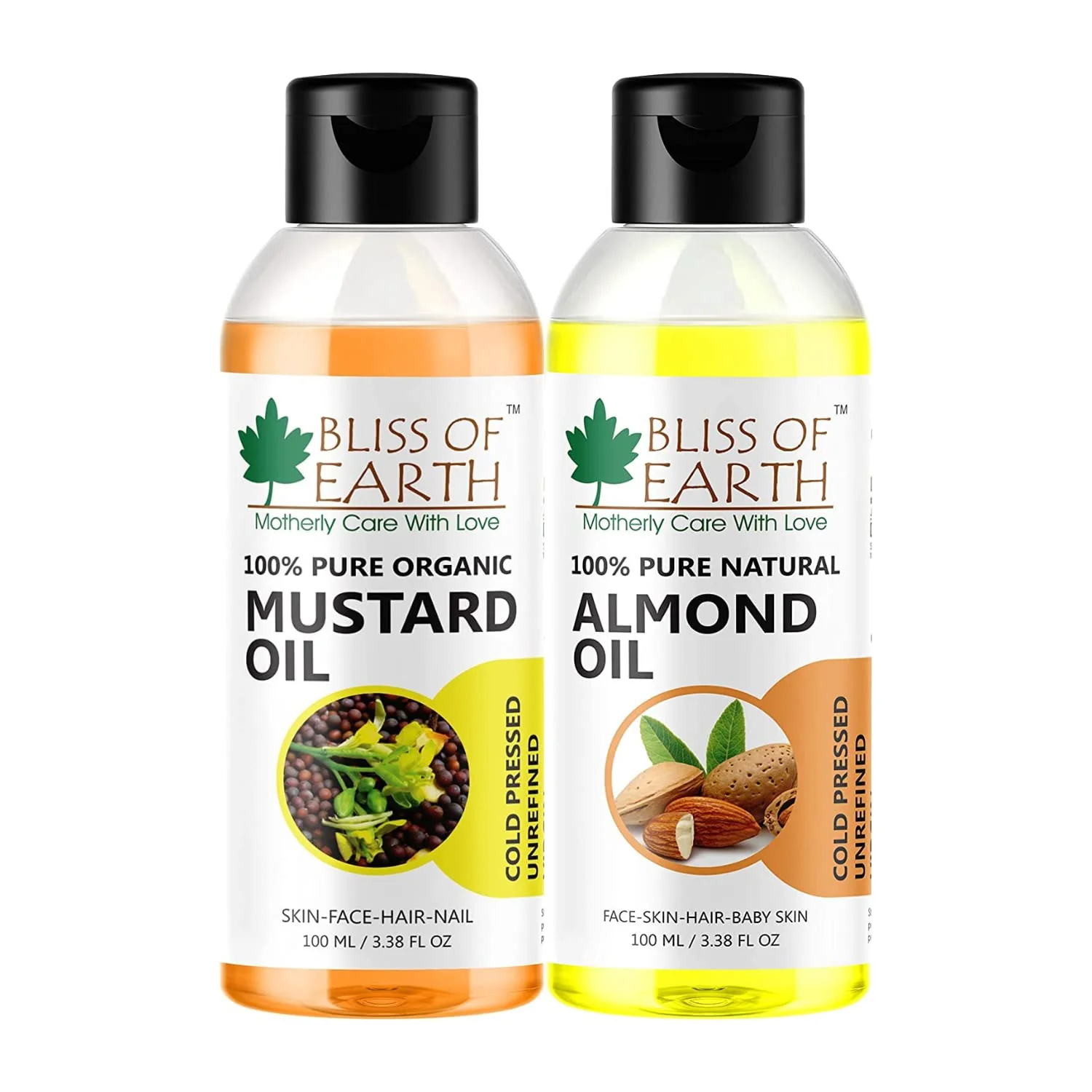 Mustard Oil + Almond Oil Cold Pressed & Unrefined (Pack of 2x100ml)