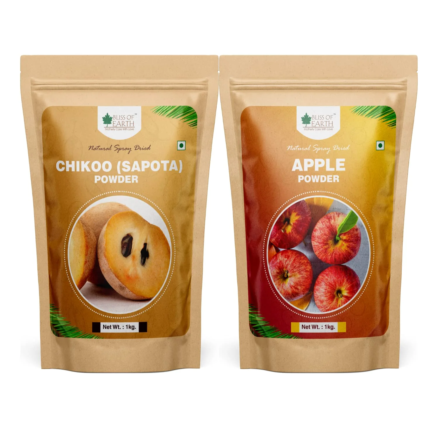 Chikoo (Sapota) Powder + Apple Powder Natural Spray Dried 1kg (Pack of 2)