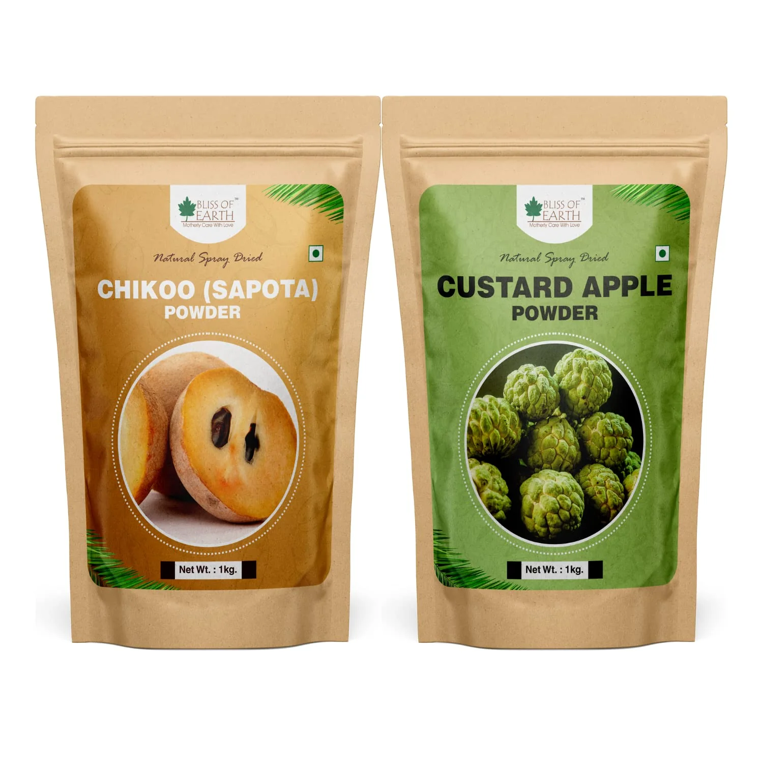 Chikoo (Sapota) Powder + Custard Apple Powder Natural Spray Dried 1kg (Pack of 2)