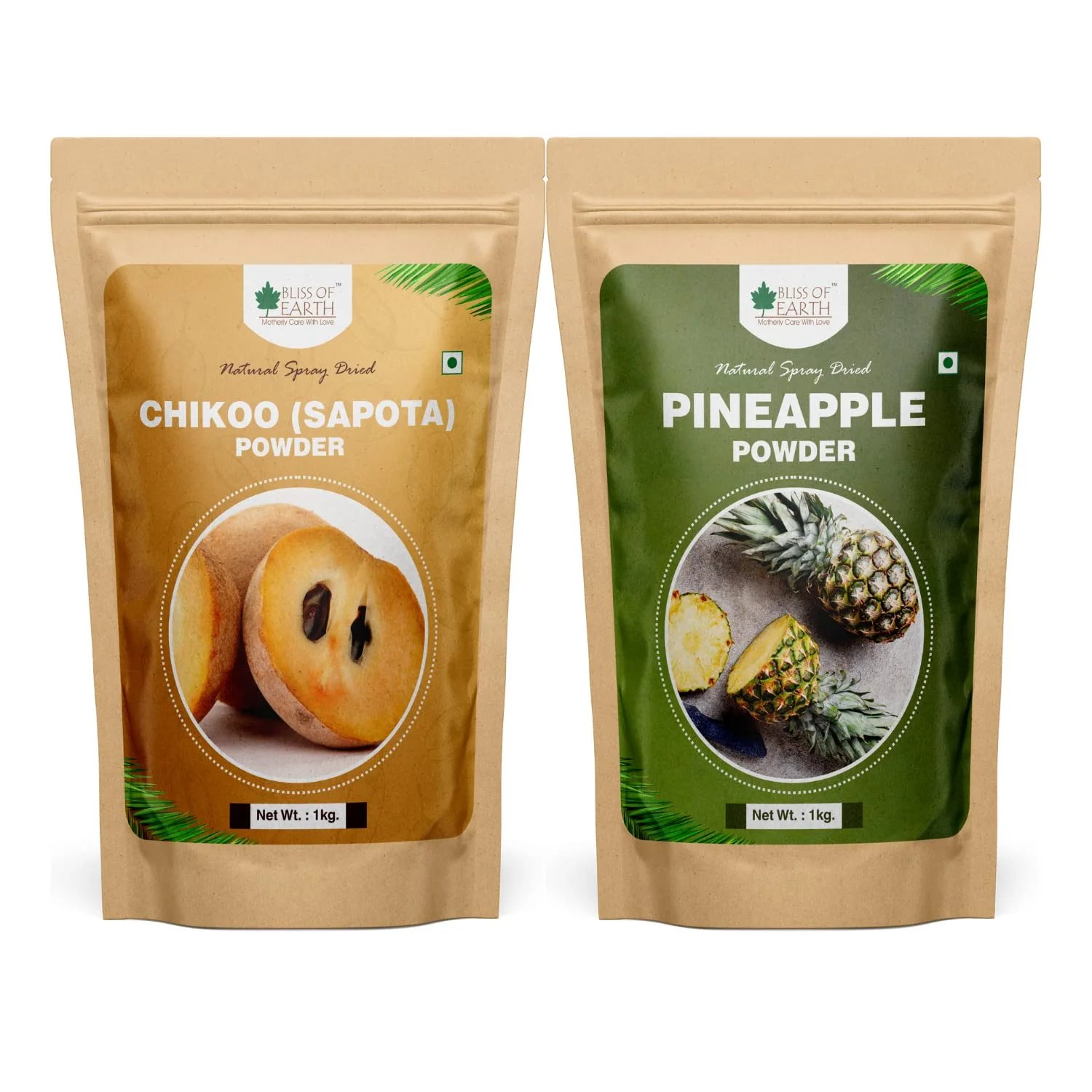 Chikoo (Sapota) Powder + Pineapple Powder Natural Spray Dried 1kg (Combo Pack of 2)