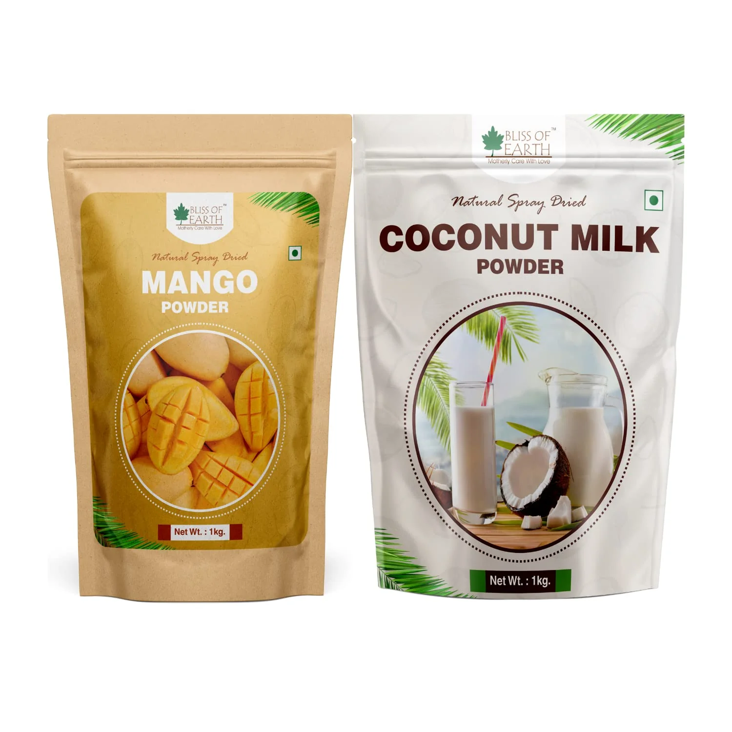 Mango Powder + Coconut Milk Powder Natural Spray Dried 1kg (Combo Pack of 2)