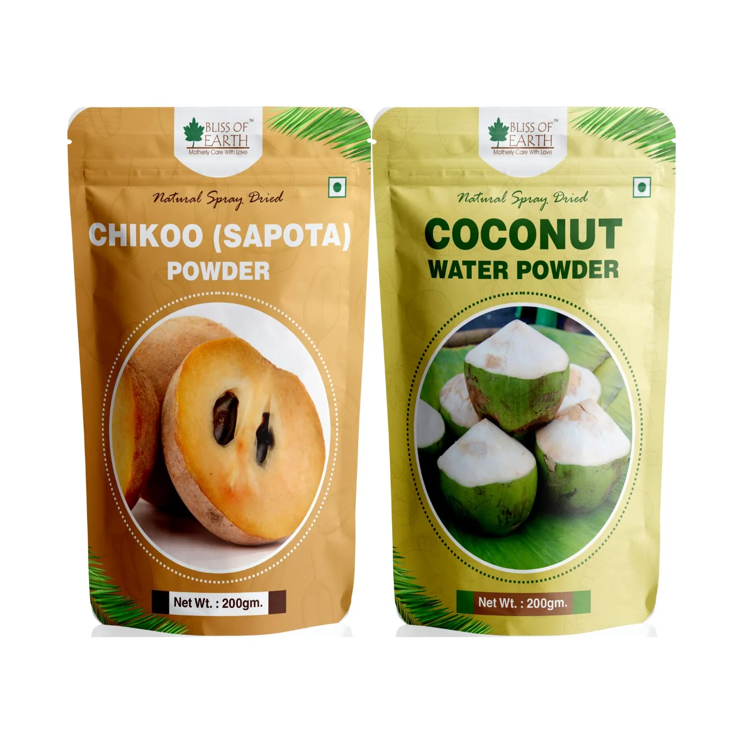Chikoo (Sapota) Powder + Coconut water Powder Natural Spray Dried 200gm (Pack of 2)