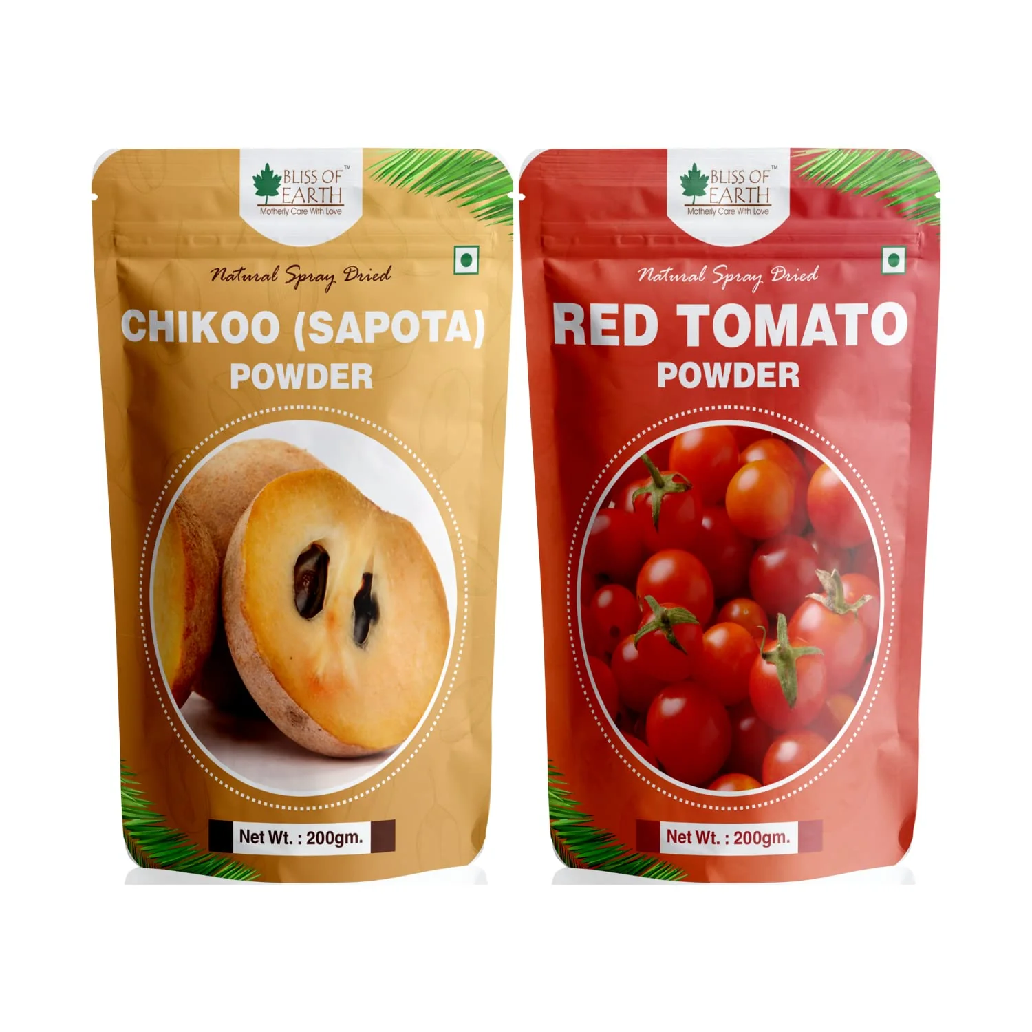 Chikoo (Sapota) Powder + Red Tomato Powder Natural Spray Dried 200gm (Pack of 2)