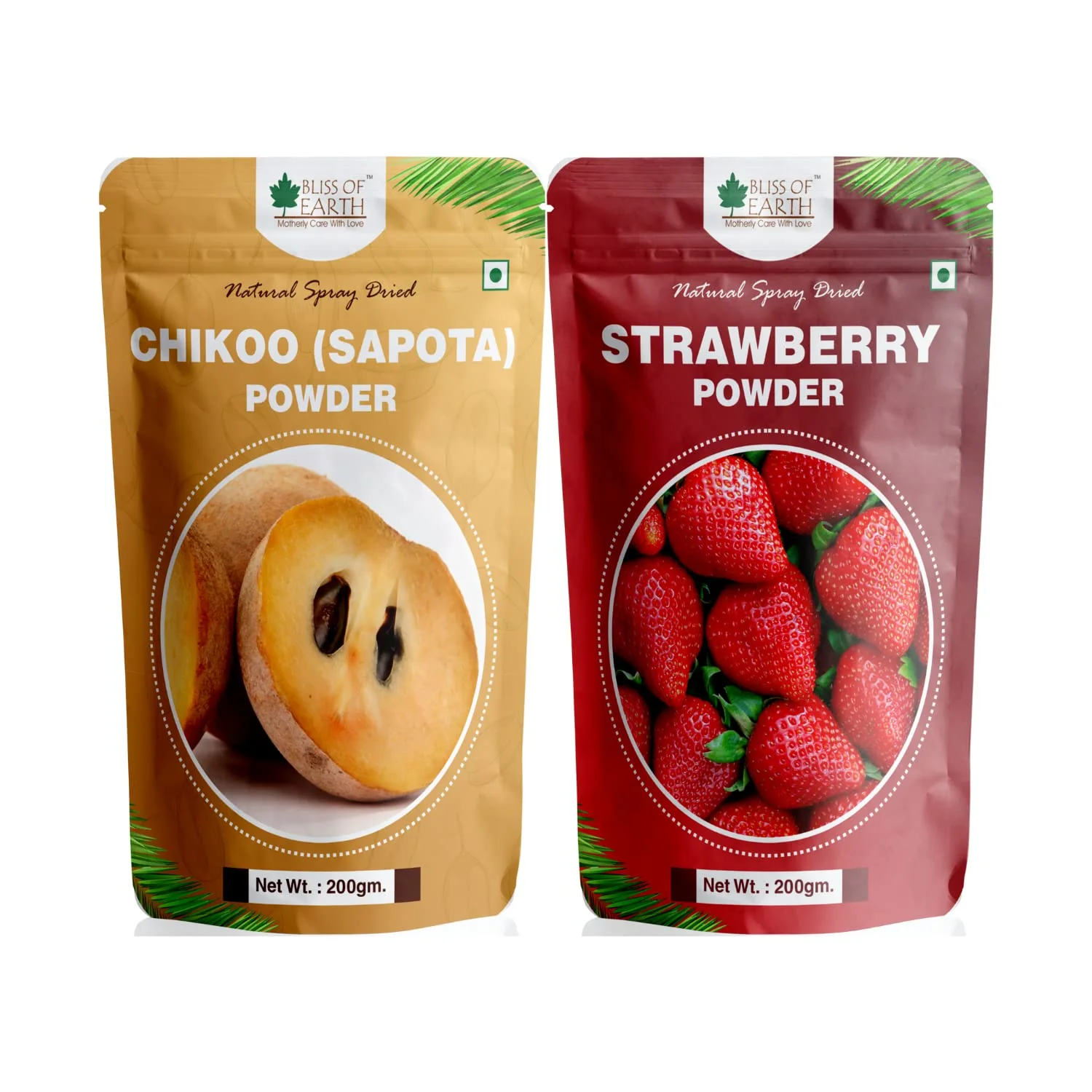 Chikoo (Sapota) Powder + Strawberry Powder Natural Spray Dried 200gm (Pack of 2)