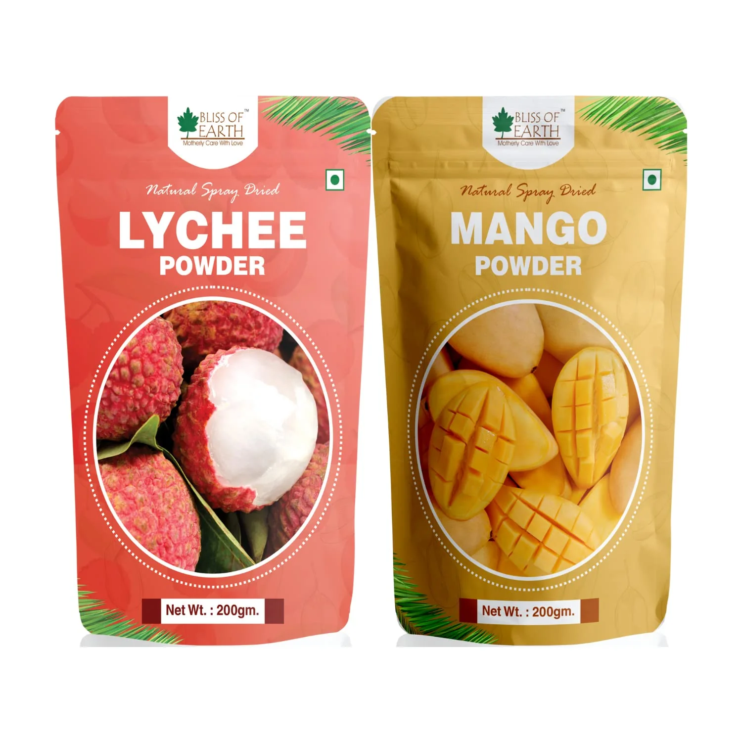 LYCHEE litchi Powder + Mango Powder Natural Spray Dried 200gm (Combo Pack of 2)