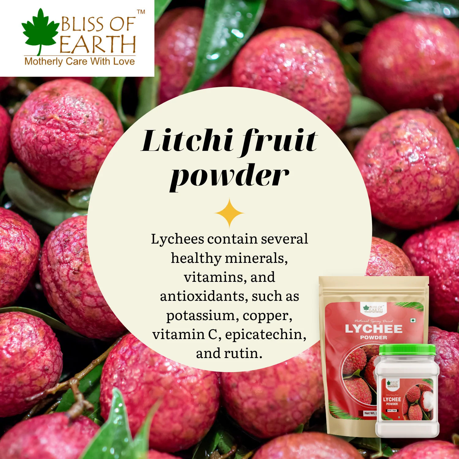 LYCHEE (litchi) Powder Natural Spray Dried 200gm - Image 3
