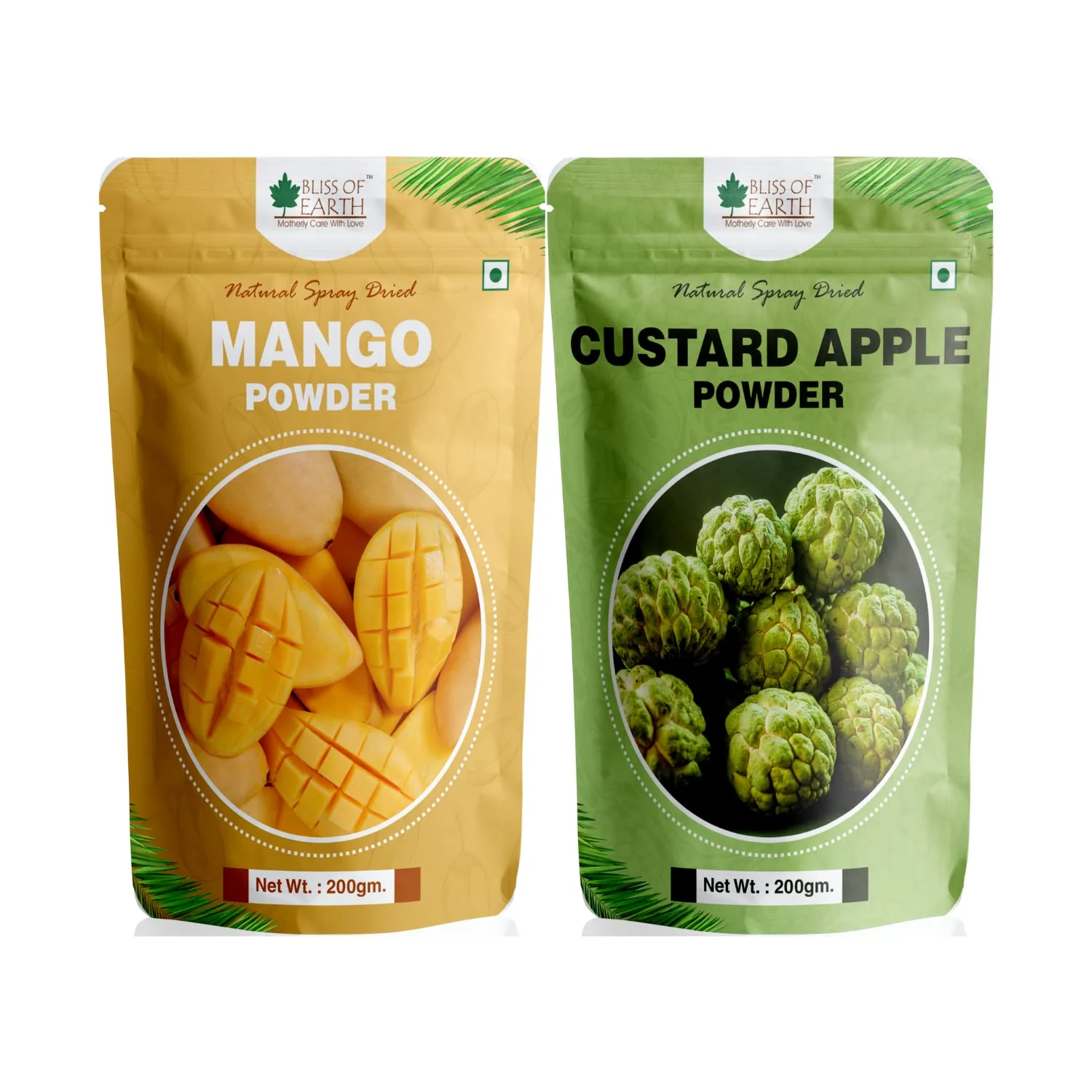 Mango Powder + Custard Apple Powder Natural Spray Dried 200gm (Pack of 2)