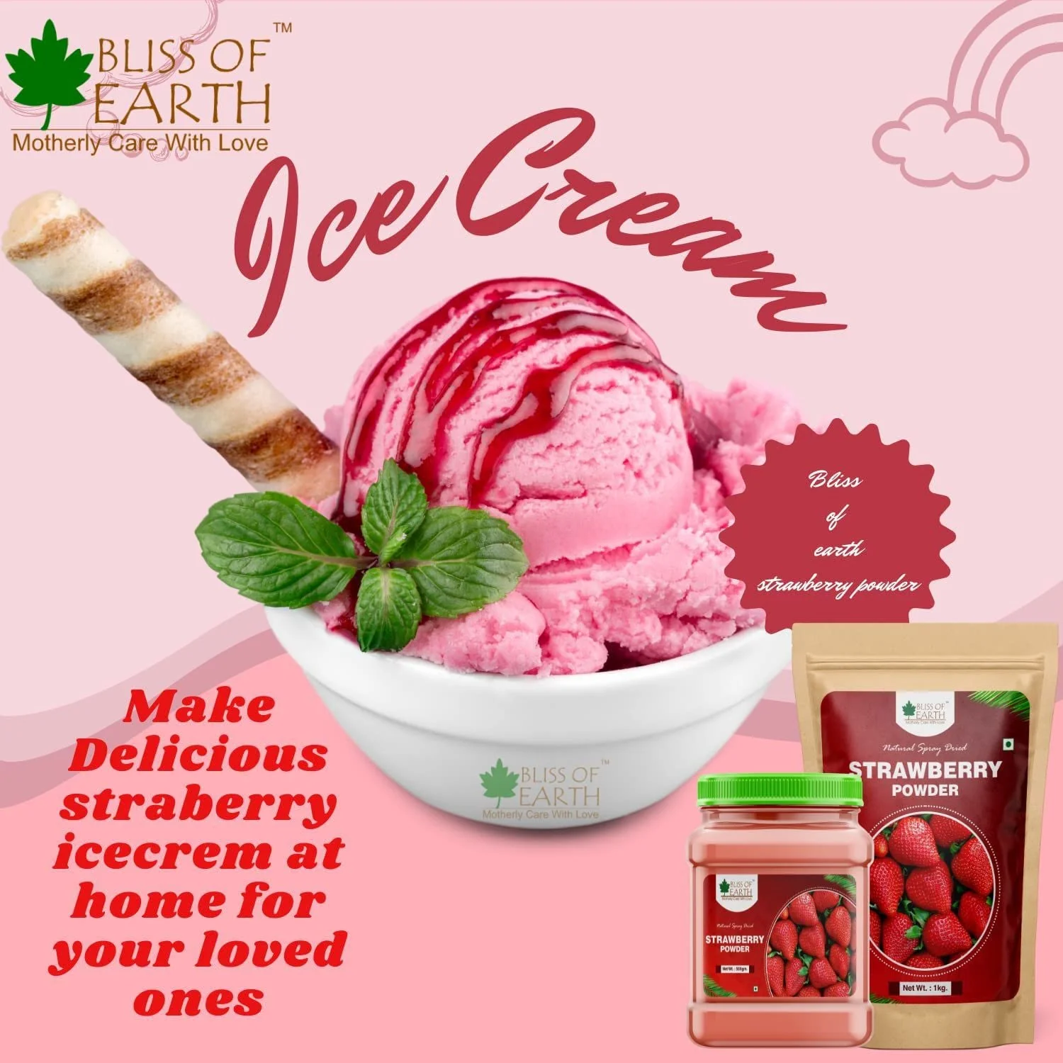 Strawberry Powder + 99.8% REB-A Purity Stevia Powder 200gm (Combo Pack of 2) - Image 3