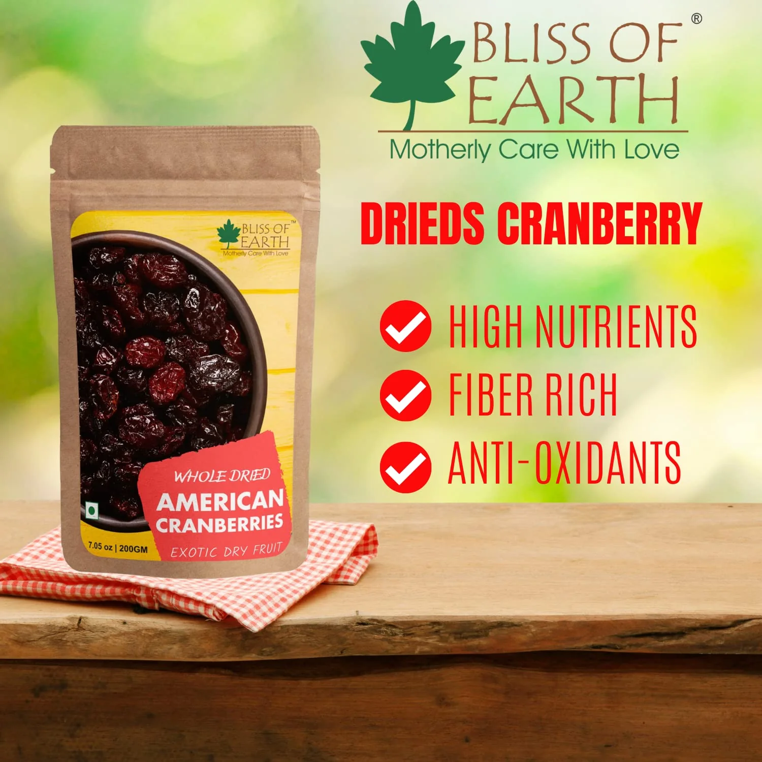 Whole Dried American Cranberries 200gm - Image 2