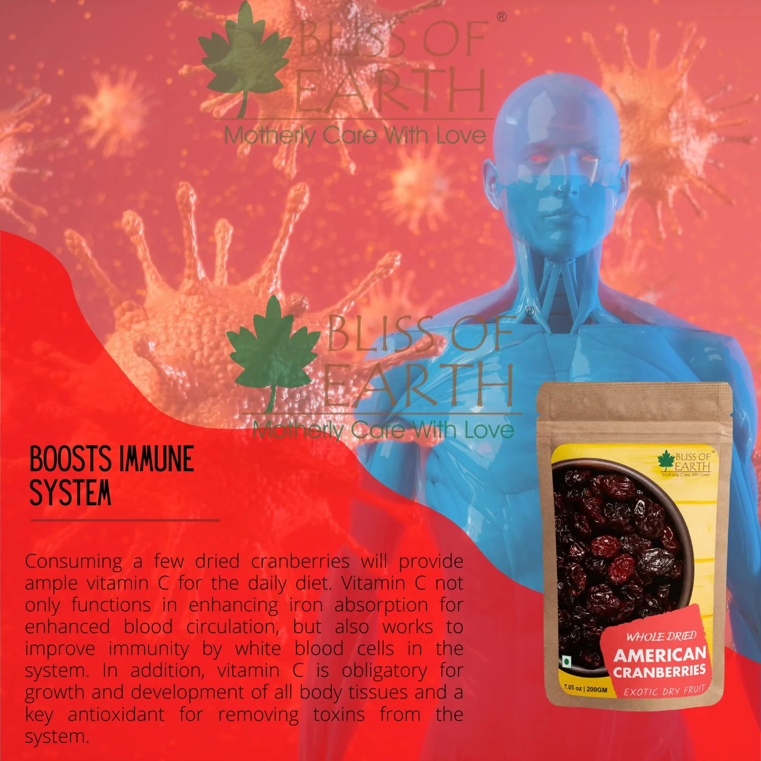 Whole Dried American Cranberries 200gm - Image 4