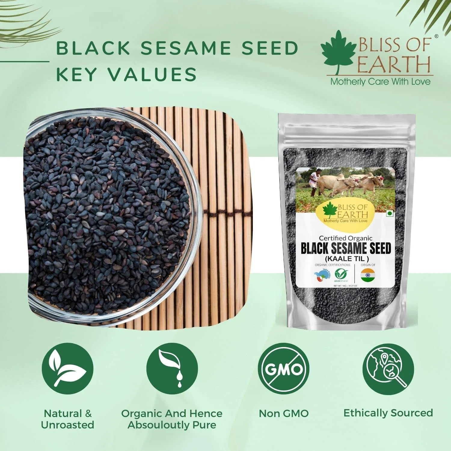 Unhulled Black Sesame Seeds, Kaale Til + Organic Black Cumin Kalonji Seeds, Nigella Seeds (Pack of 2x500gm) - Image 3
