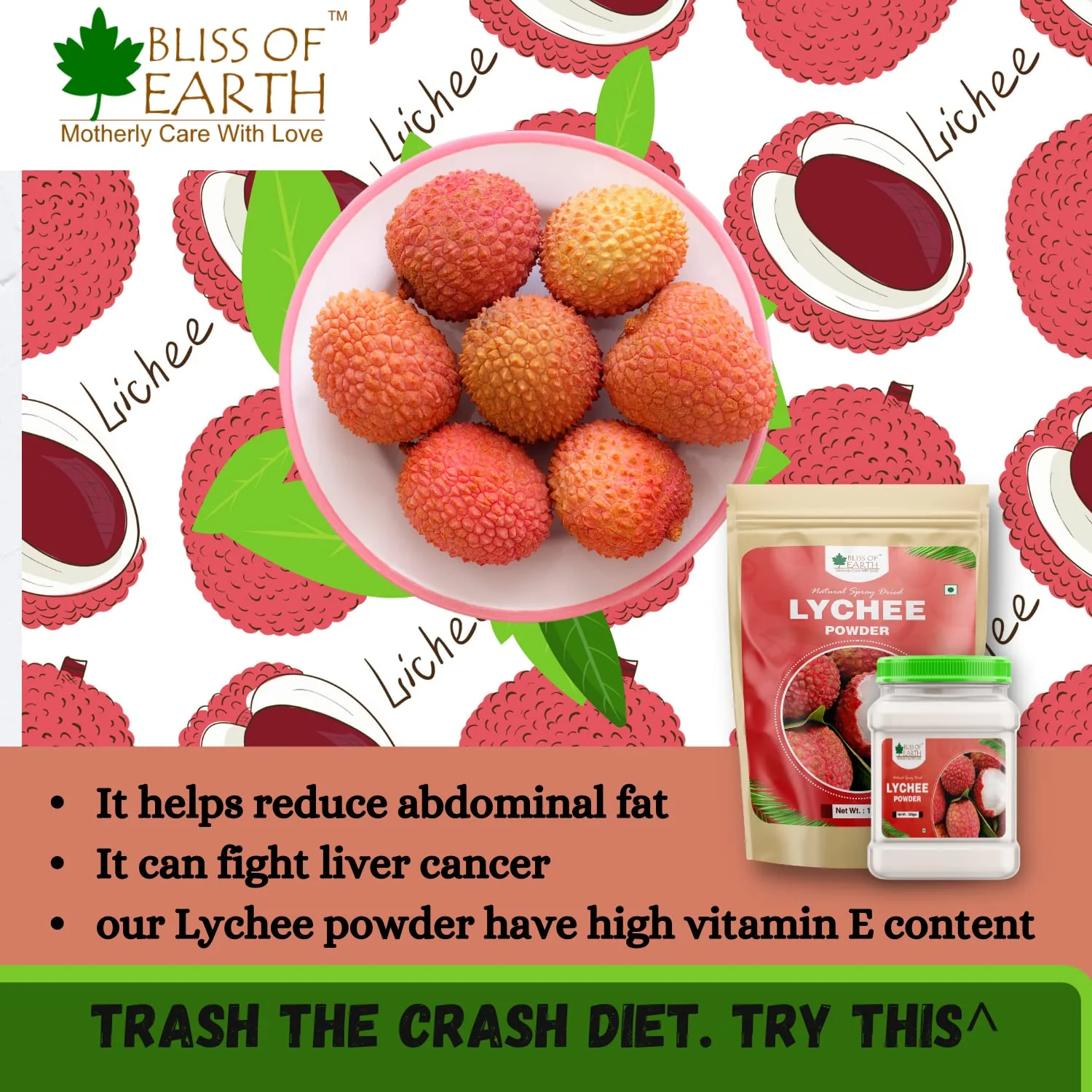 LYCHEE (litchi) Powder 500gm + Coconut Water Powder Natural Spray Dried 1kg (Combo Pack of 2) - Image 4