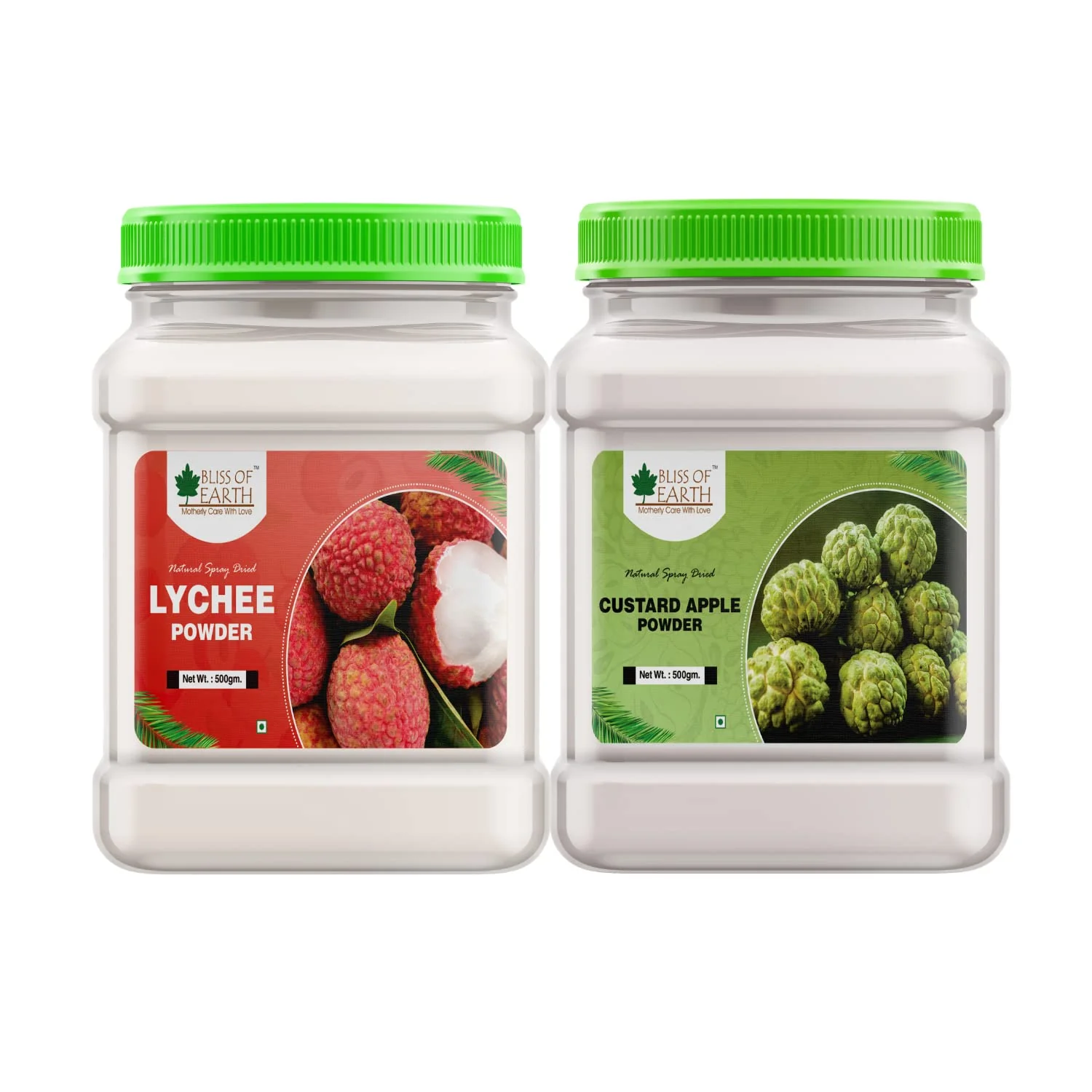LYCHEE (litchi) Powder + Custard Apple Powder Natural Spray Dried 500gm (Pack of 2)