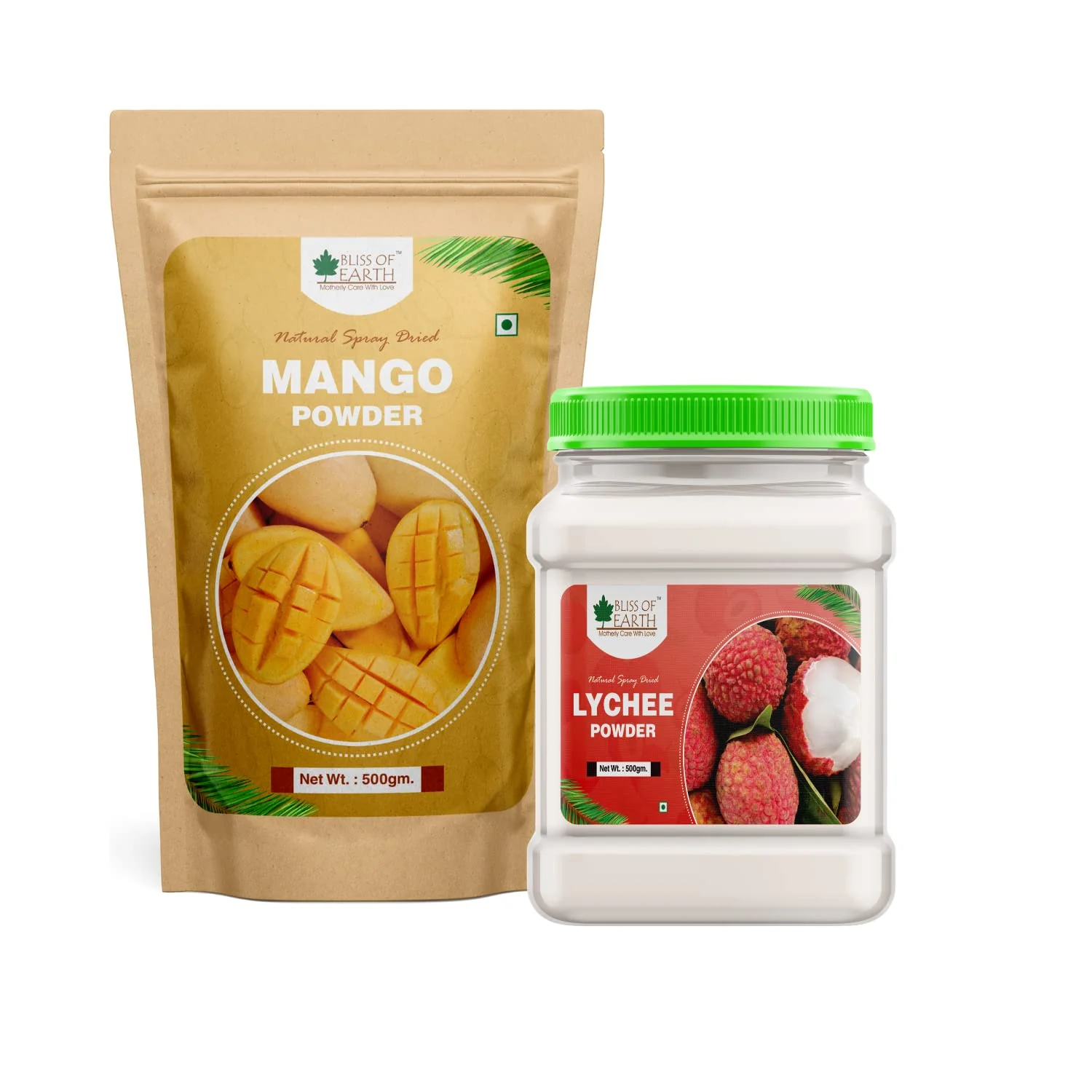 LYCHEE litchi Powder + Mango Powder Natural Spray Dried 500gm (Combo Pack of 2)