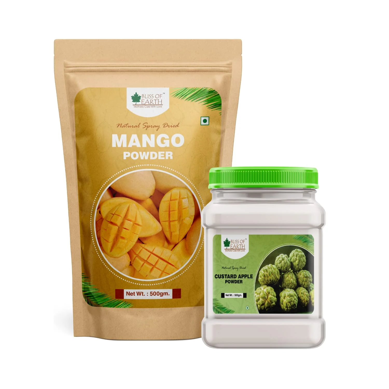 Mango Powder + Custard Apple Powder Natural Spray Dried 500gm (Pack of 2)