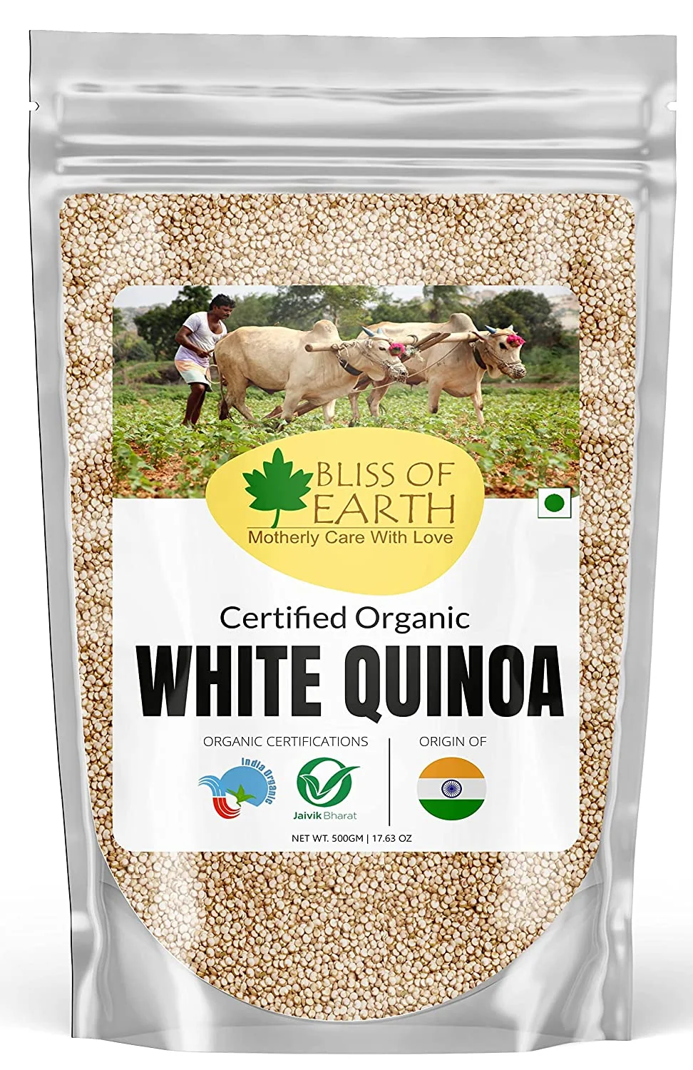 Bliss of Earth 500gm Organic White Quinoa For Weight Loss, Raw Super food For whole family healthy meal