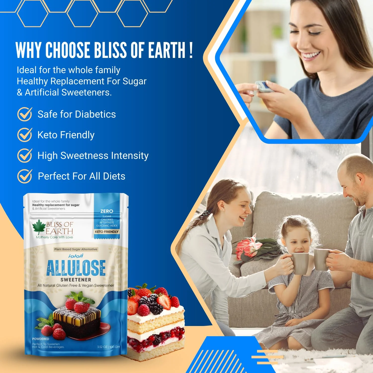 Bliss of Earth Allulose Sweetener 100gm Zero Calorie Keto Sweetener  Natural Sugar Substitute  Zero Glycemic Allulose Powder  Non-GMO, Vegan  Ideal for Baking & Beverages - Image 4