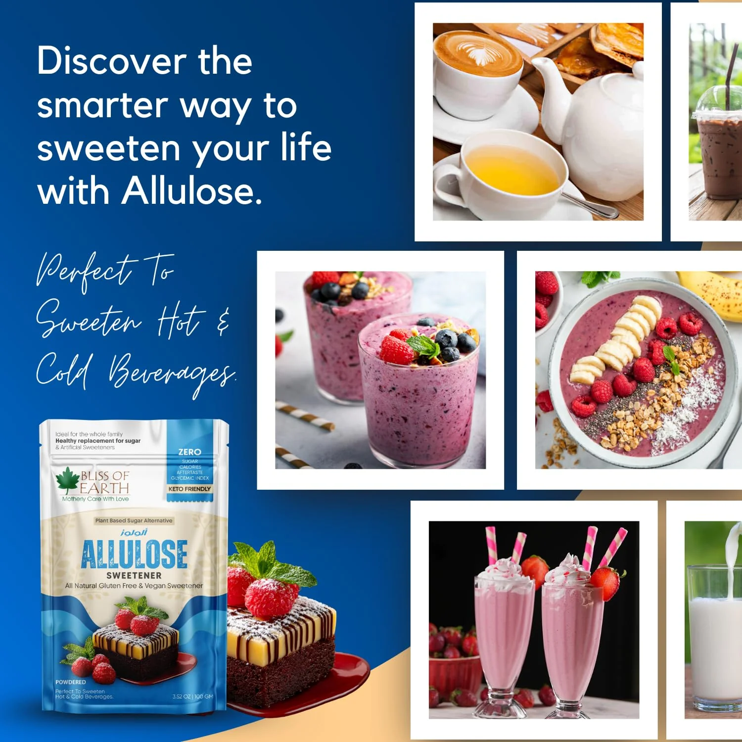 Bliss of Earth Allulose Sweetener 100gm Zero Calorie Keto Sweetener  Natural Sugar Substitute  Zero Glycemic Allulose Powder  Non-GMO, Vegan  Ideal for Baking & Beverages - Image 6