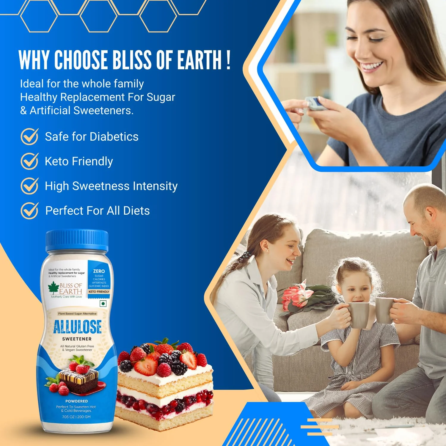 Bliss of Earth Allulose Sweetener 200gm Zero Calorie Keto Sweetener | Natural Sugar Substitute | Zero Glycemic Allulose Powder | Non-GMO, Vegan | Ideal for Baking & Beverages - Image 7