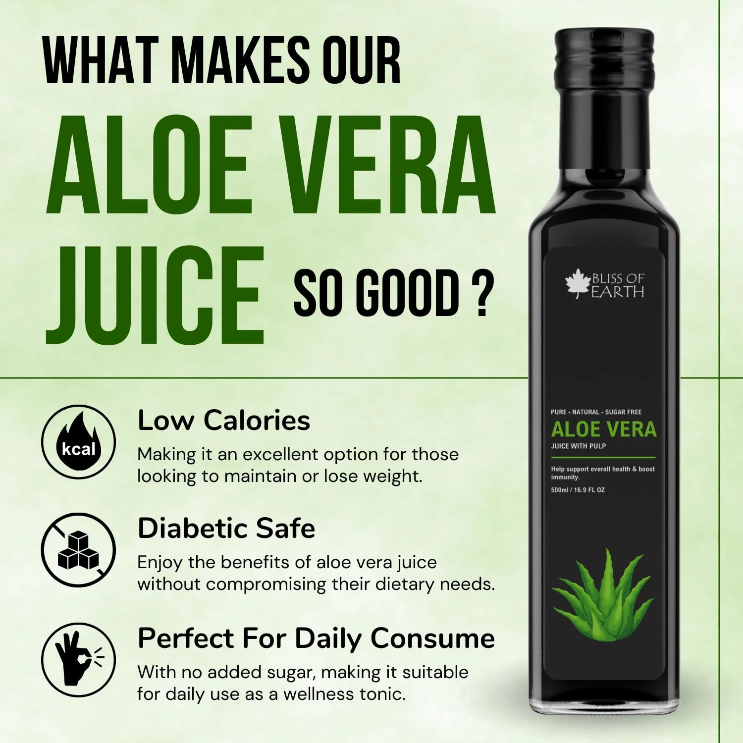 Aloe Vera Juice For Drinking With Pulp, 500ml PET Bottle - Image 4