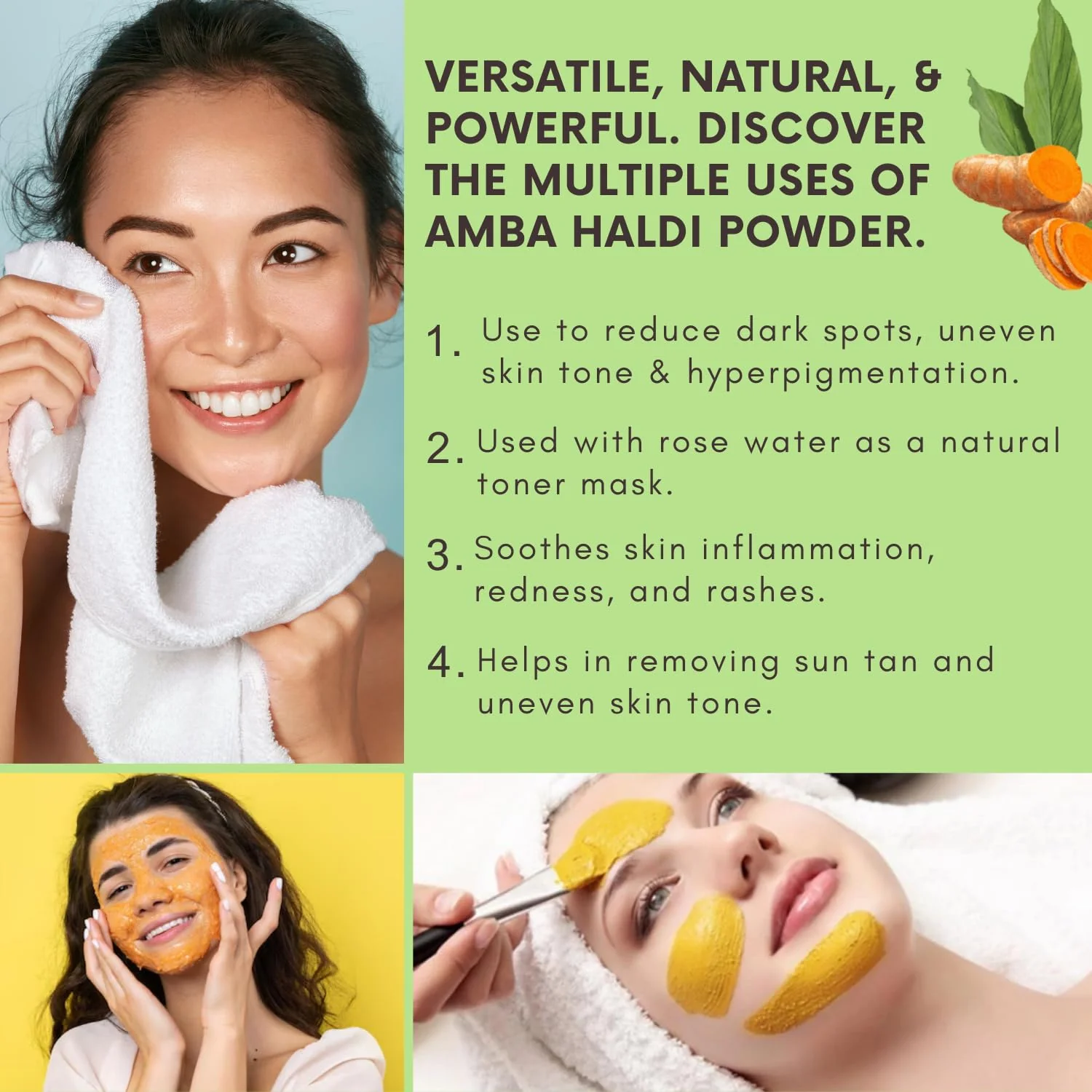 Bliss of Earth Amba Haldi 100gm Powder Organic for Skincare, Face Pack, Scrub & DIY Beauty Brightens Skin, Reduces Dark Spots, Soothes Acne Pure Herbal Turmeric - Image 3