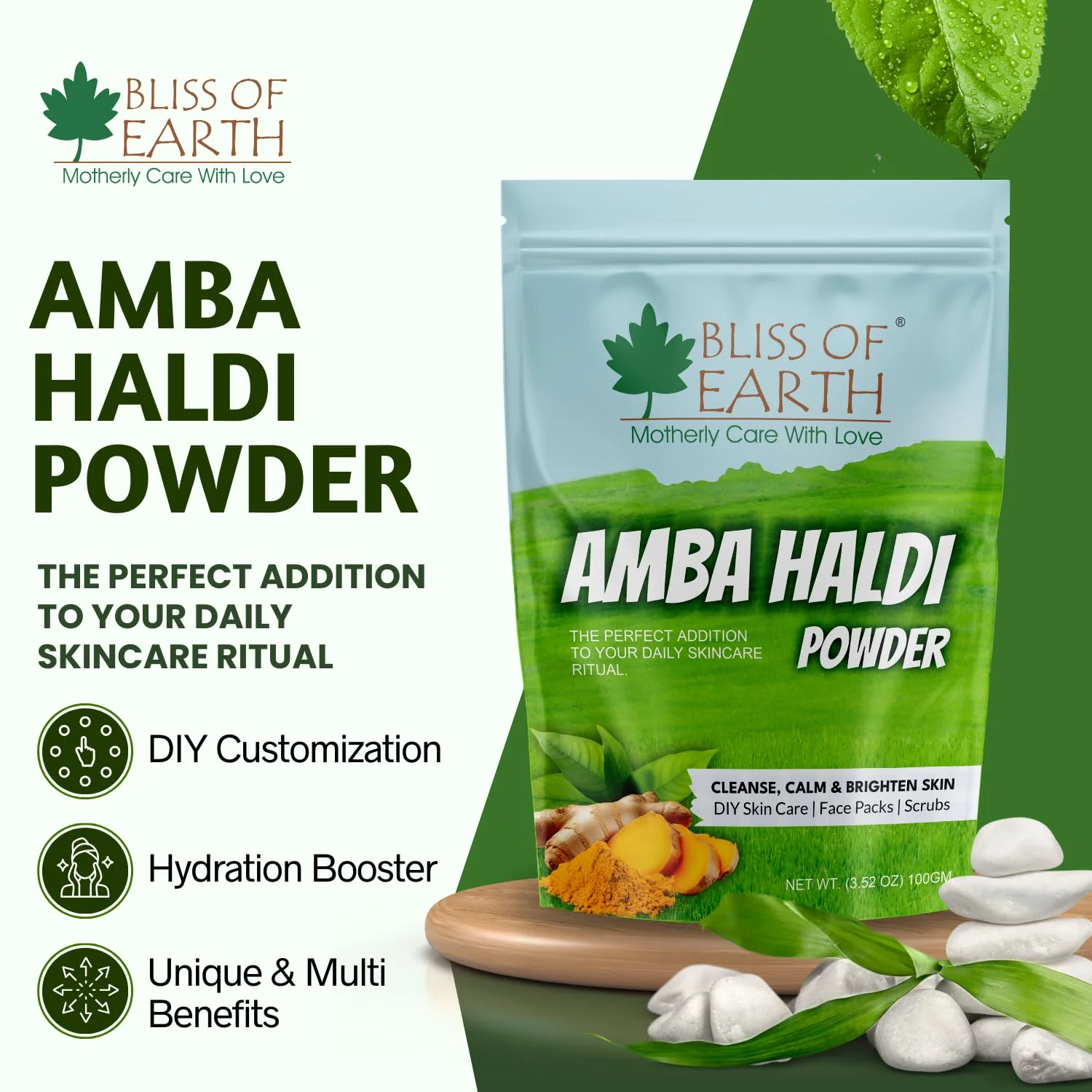 Bliss of Earth Amba Haldi 100gm Powder Organic for Skincare, Face Pack, Scrub & DIY Beauty Brightens Skin, Reduces Dark Spots, Soothes Acne Pure Herbal Turmeric - Image 5