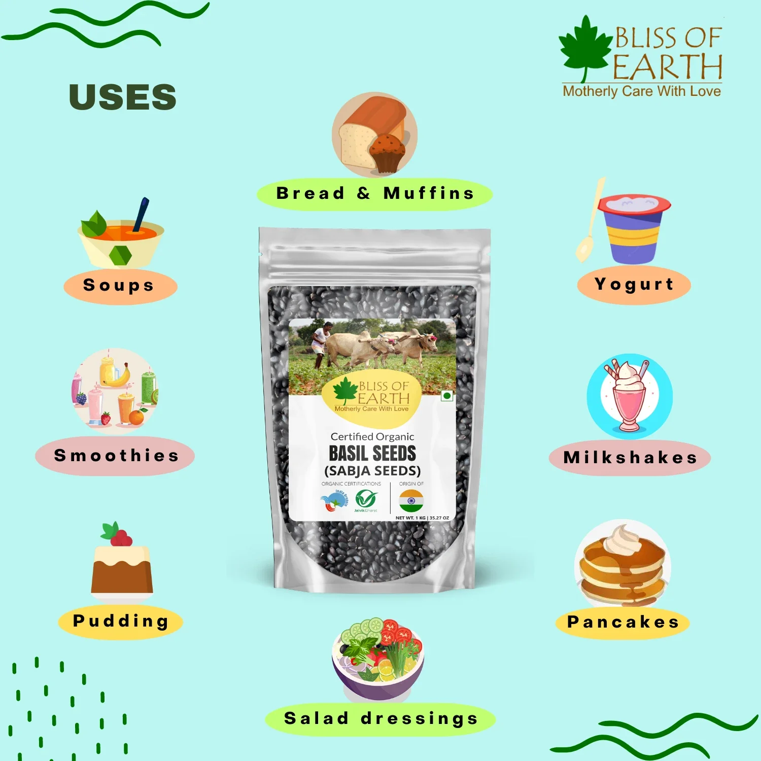 Basil Seeds Organic Sabja Seeds, Tukmaria Seeds Fibre & Omega-3 Rich - Image 3