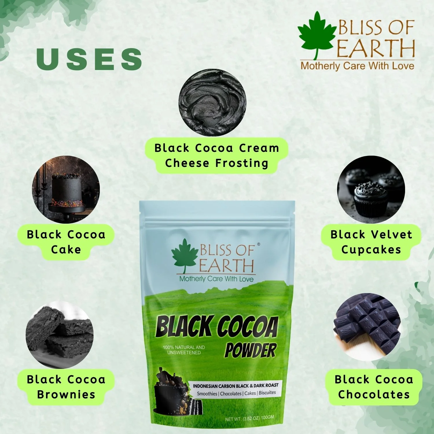 Bliss of Earth Black Cocoa Powder Natural and Unsweetened Carbon Black & Dark Roast Black Cocoa Powder Perfect for Cooking & Baking Cakes, Biscuits, Oreo, Chocolates, Smoothies 200GM - Image 2