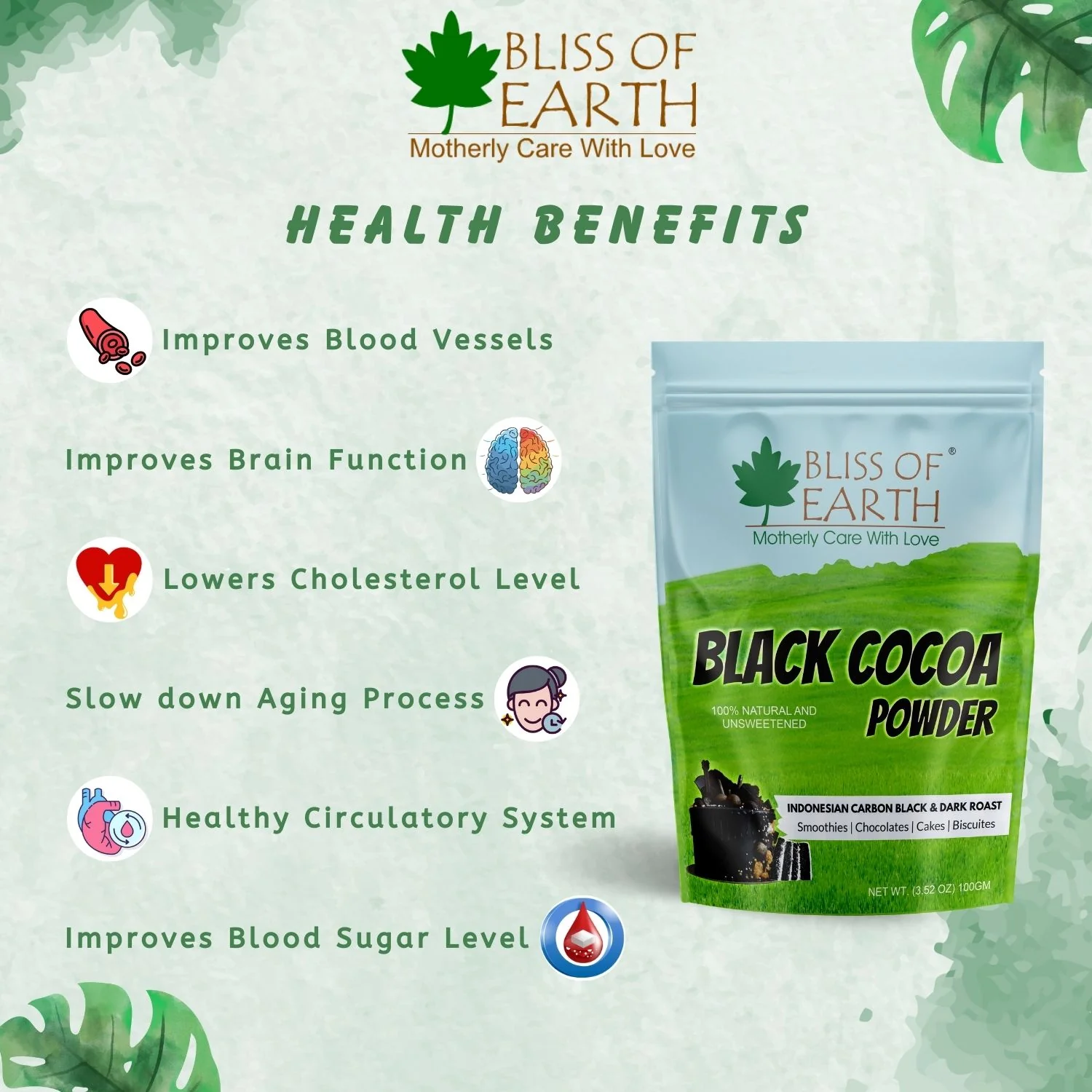 Bliss of Earth Black Cocoa Powder Natural and Unsweetened Carbon Black & Dark Roast Cocoa Powder Perfect for Cooking & Baking Cakes, Biscuits, Oreo, Chocolates, Smoothies 100GM - Image 3