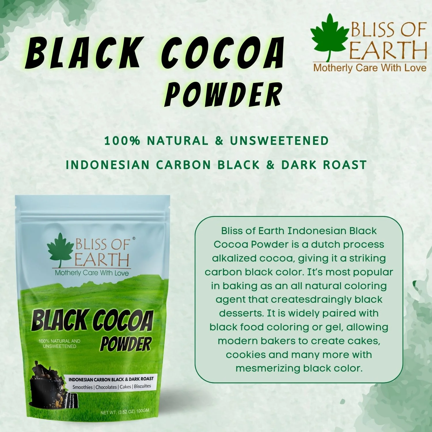 Bliss of Earth Black Cocoa Powder Natural and Unsweetened Carbon Black & Dark Roast Cocoa Powder Perfect for Cooking & Baking Cakes, Biscuits, Oreo, Chocolates, Smoothies 100GM - Image 5