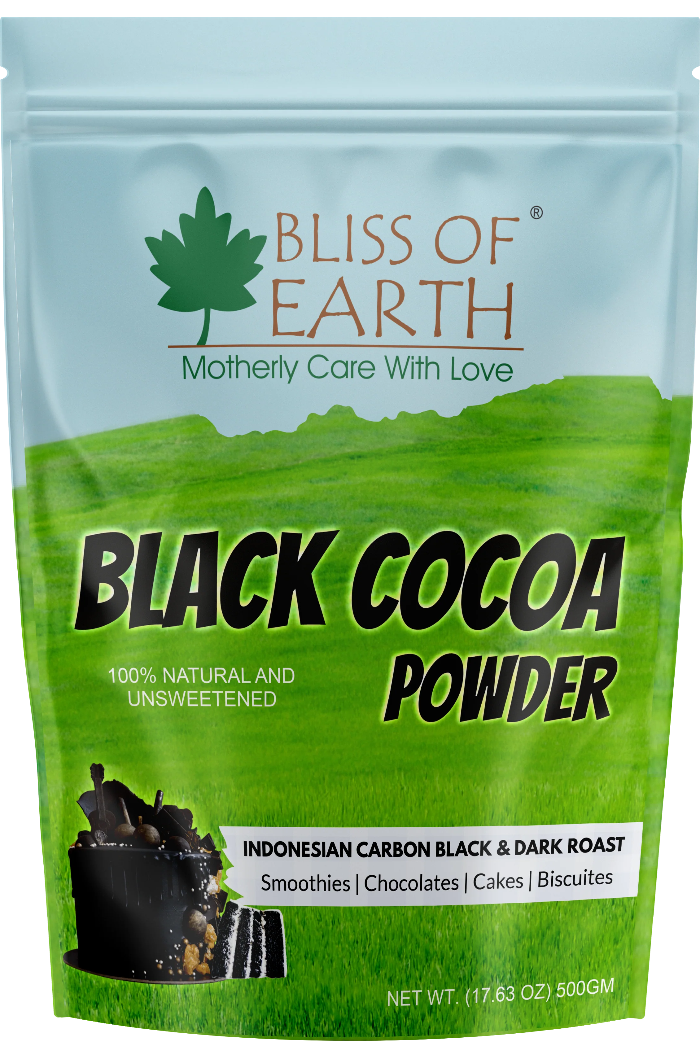 Bliss of Earth Black Cocoa Powder Natural and Unsweetened Carbon Black & Dark Roast Cocoa Powder Perfect for Cooking & Baking Cakes, Biscuits, Oreo, Chocolates, Smoothies 500GM