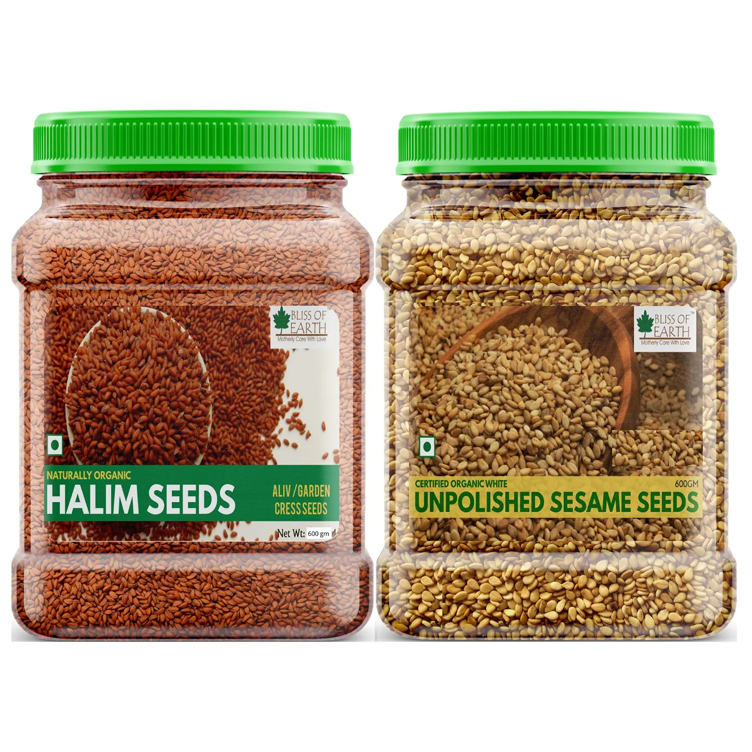 Unpolished White Sesame Seeds And Halim Seeds (Pack of 2x600gm)
