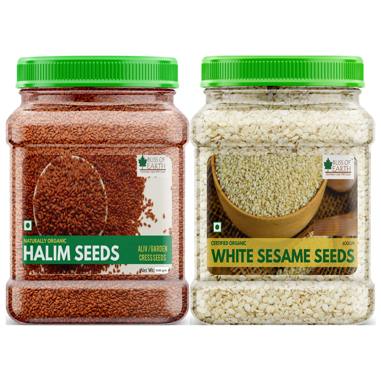 Combo Of Naturally Organic White Sesame Seeds And Halim Seeds 2x600gm (Pack Of 2)