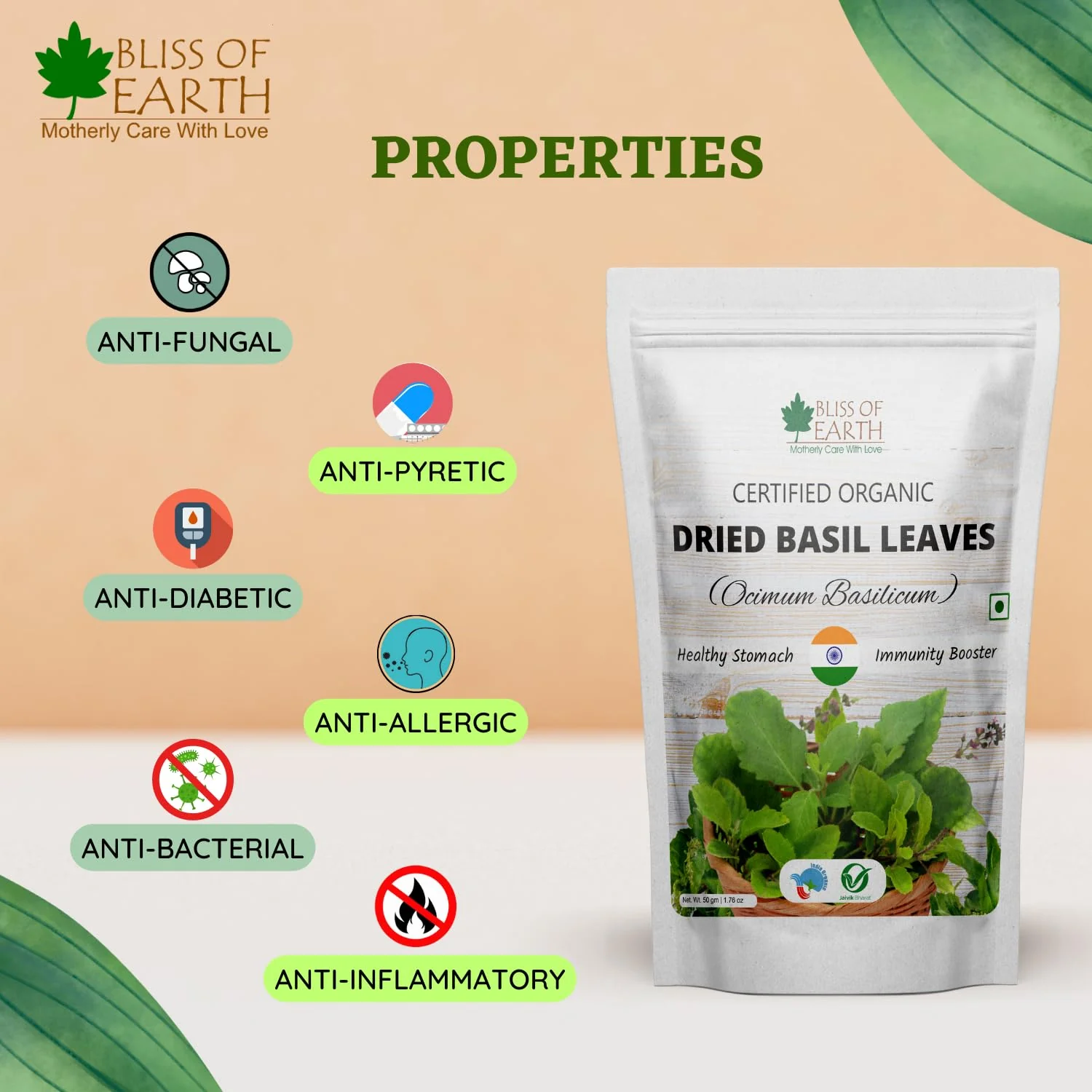 Dried Rosemary Leaves + Basil Leaves (Tulsi Leafs) (Pack of 2x100gm) - Image 4