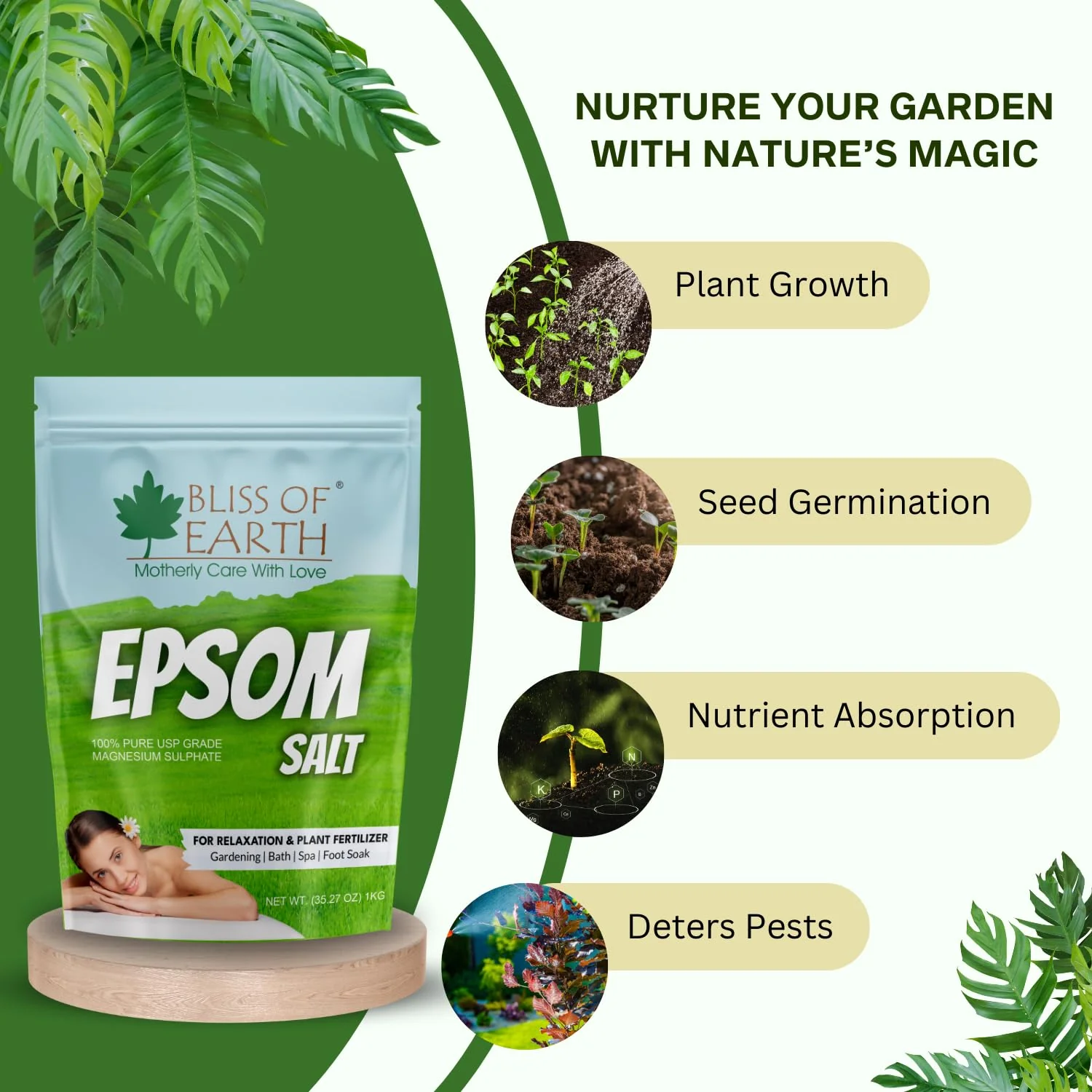 Epsom Salt for Bath, Plants & Foot Soak (1 KG) - Image 3