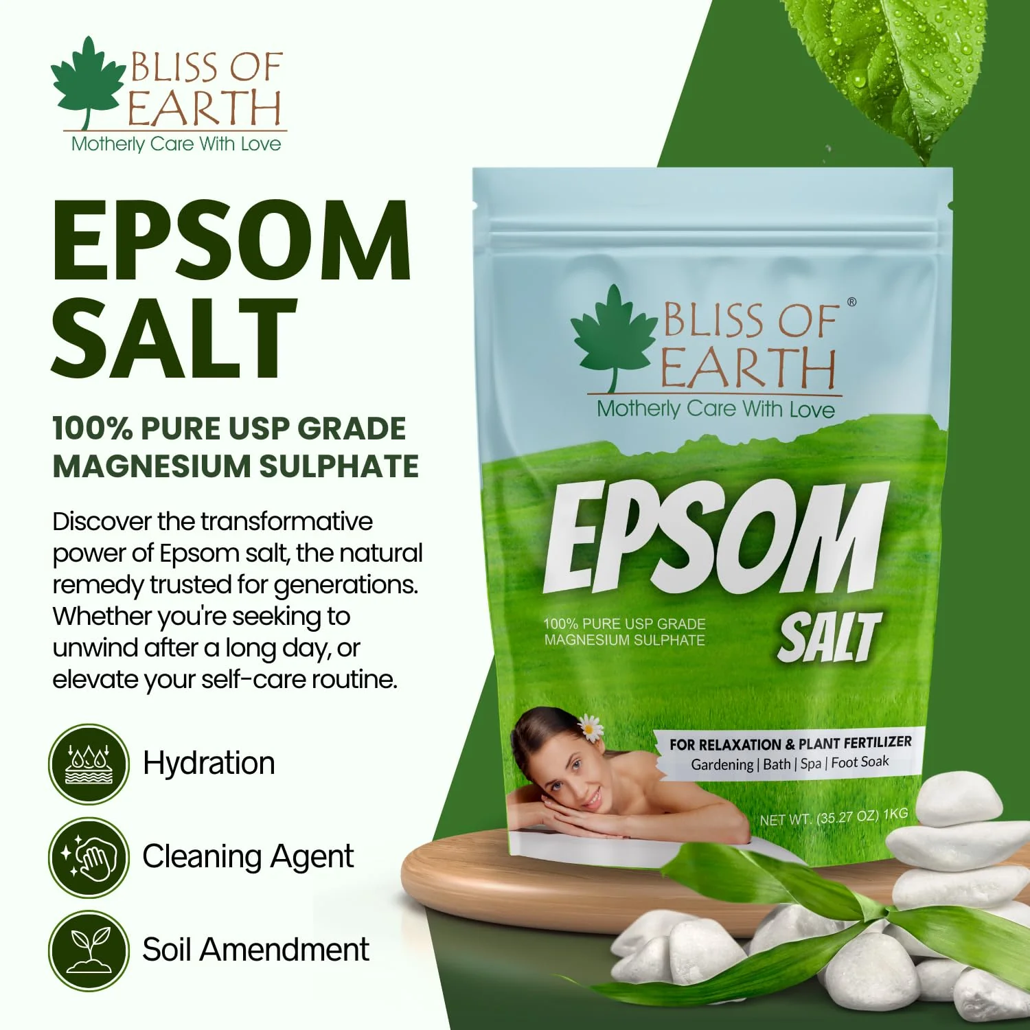 Epsom Salt for Bath, Plants & Foot Soak (1 KG) - Image 4