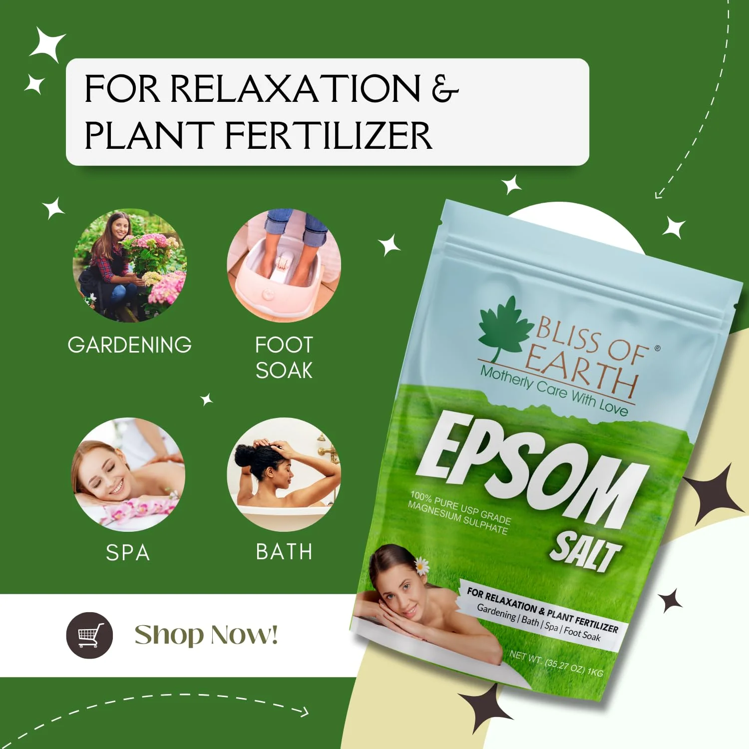 Epsom Salt for Bath, Plants & Foot Soak (1 KG) - Image 5