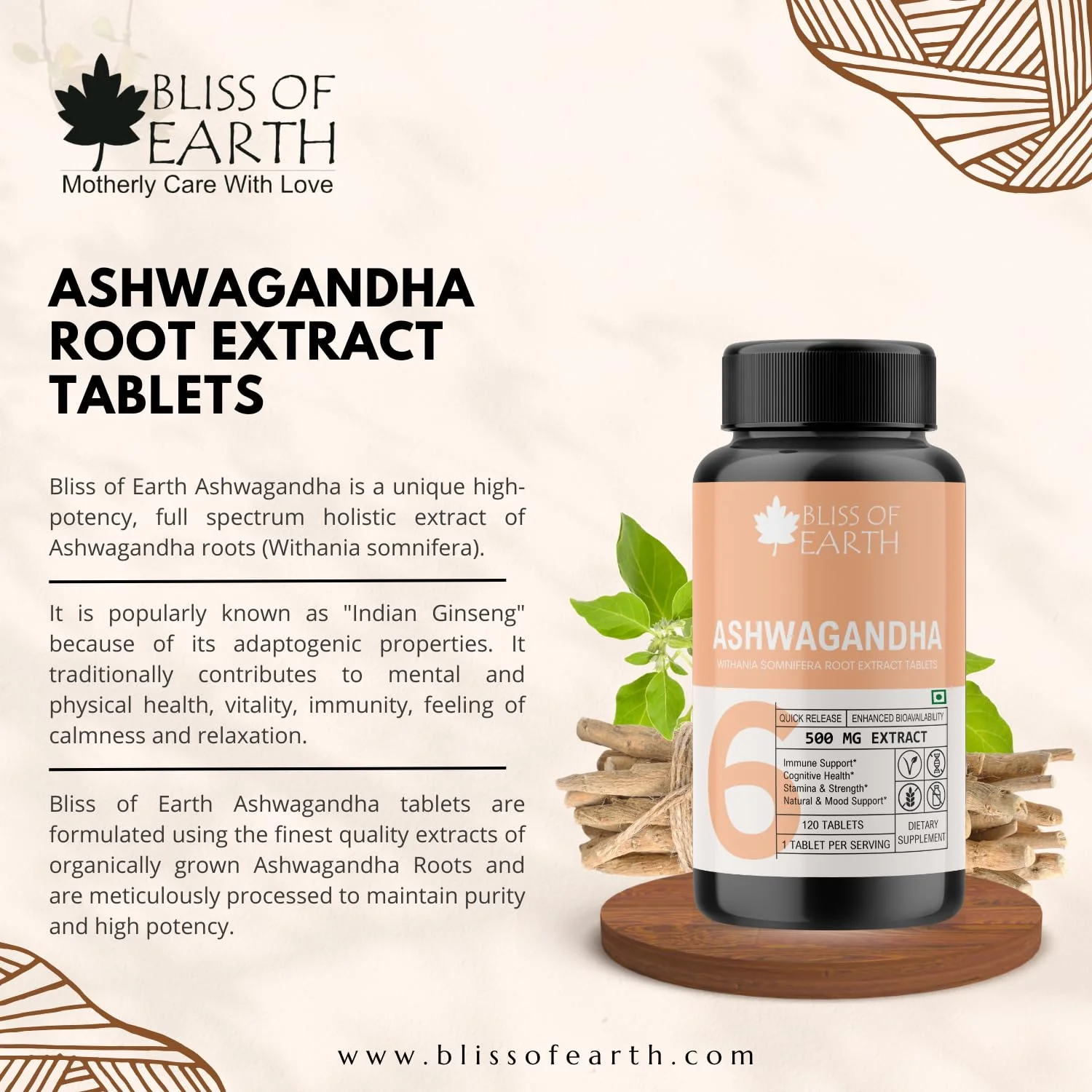 Ashwagandha Root Extract Tablets 500mg, 60 Tablets - Image 4