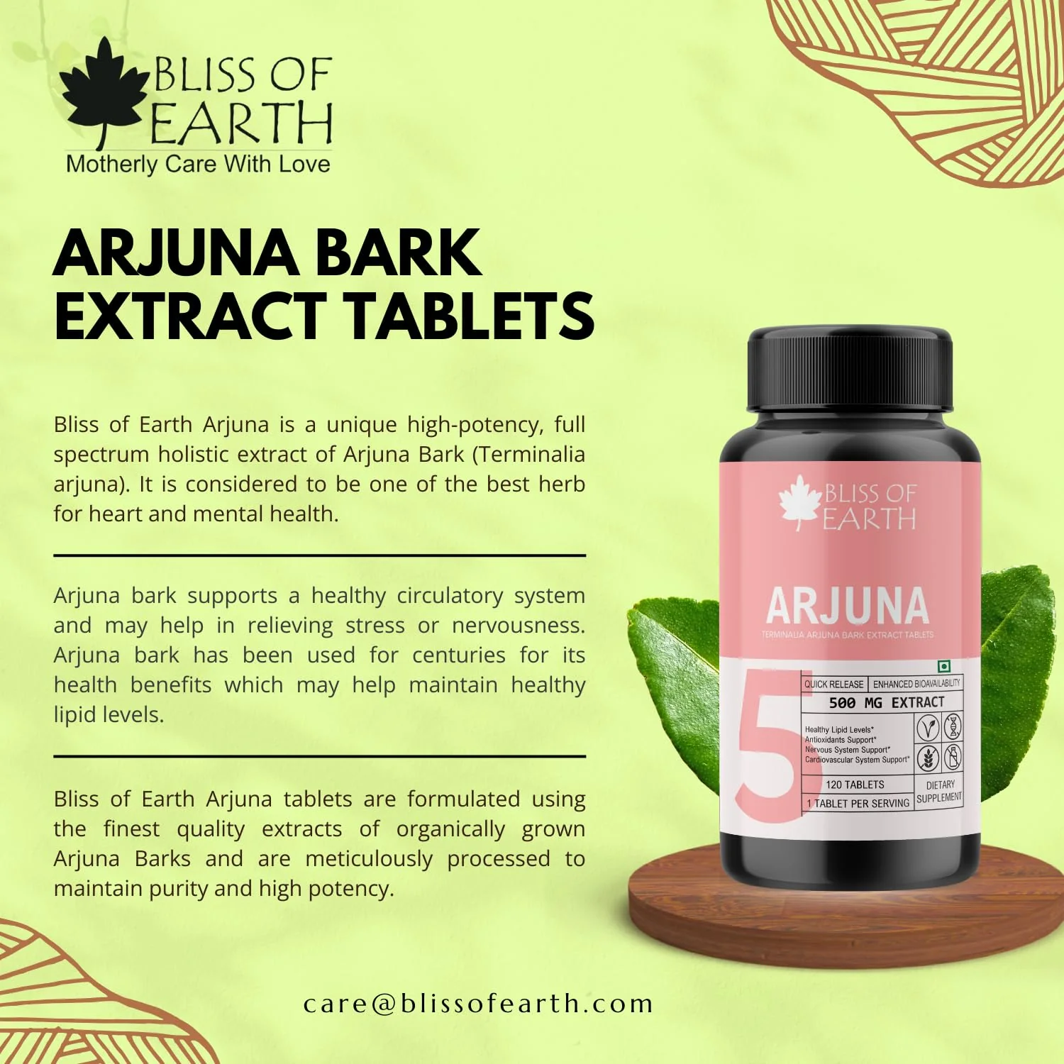 Terminalia Arjuna Bark Extract Tablets 500mg, 120 Tablets - Image 4