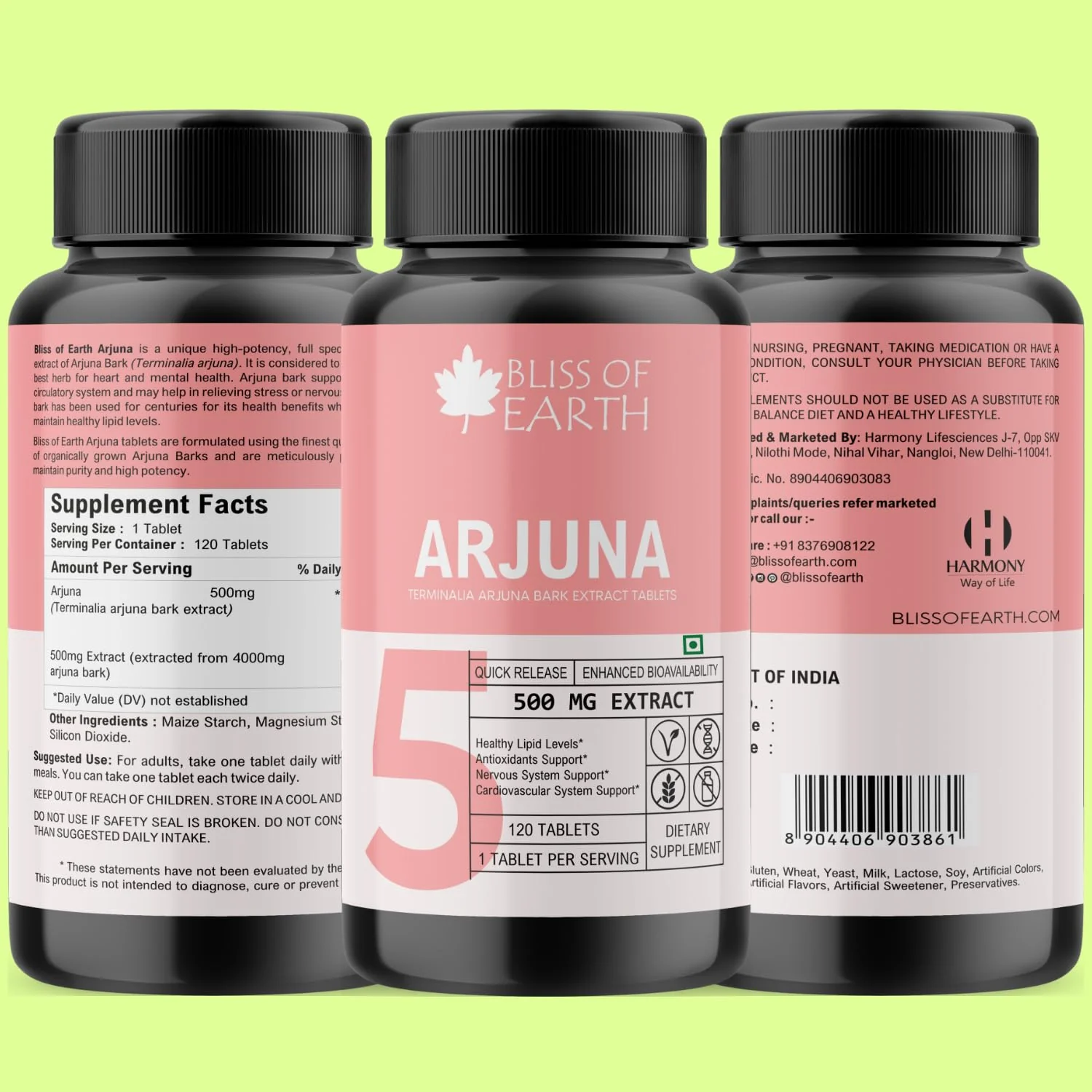 Terminalia Arjuna Bark Extract Tablets 500mg, 120 Tablets - Image 6