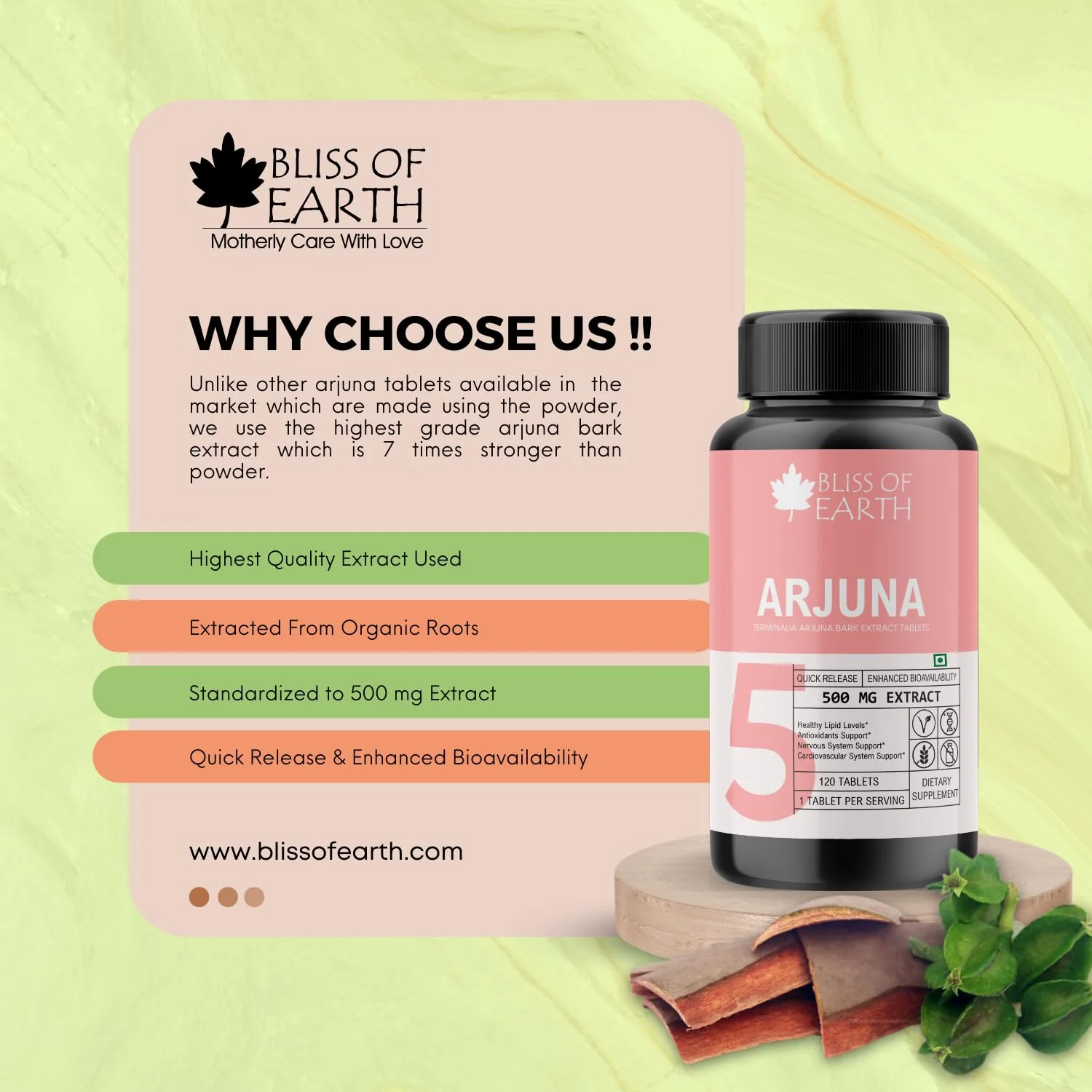 Terminalia Arjuna Bark Extract Tablets 500mg, 60 Tablets - Image 3