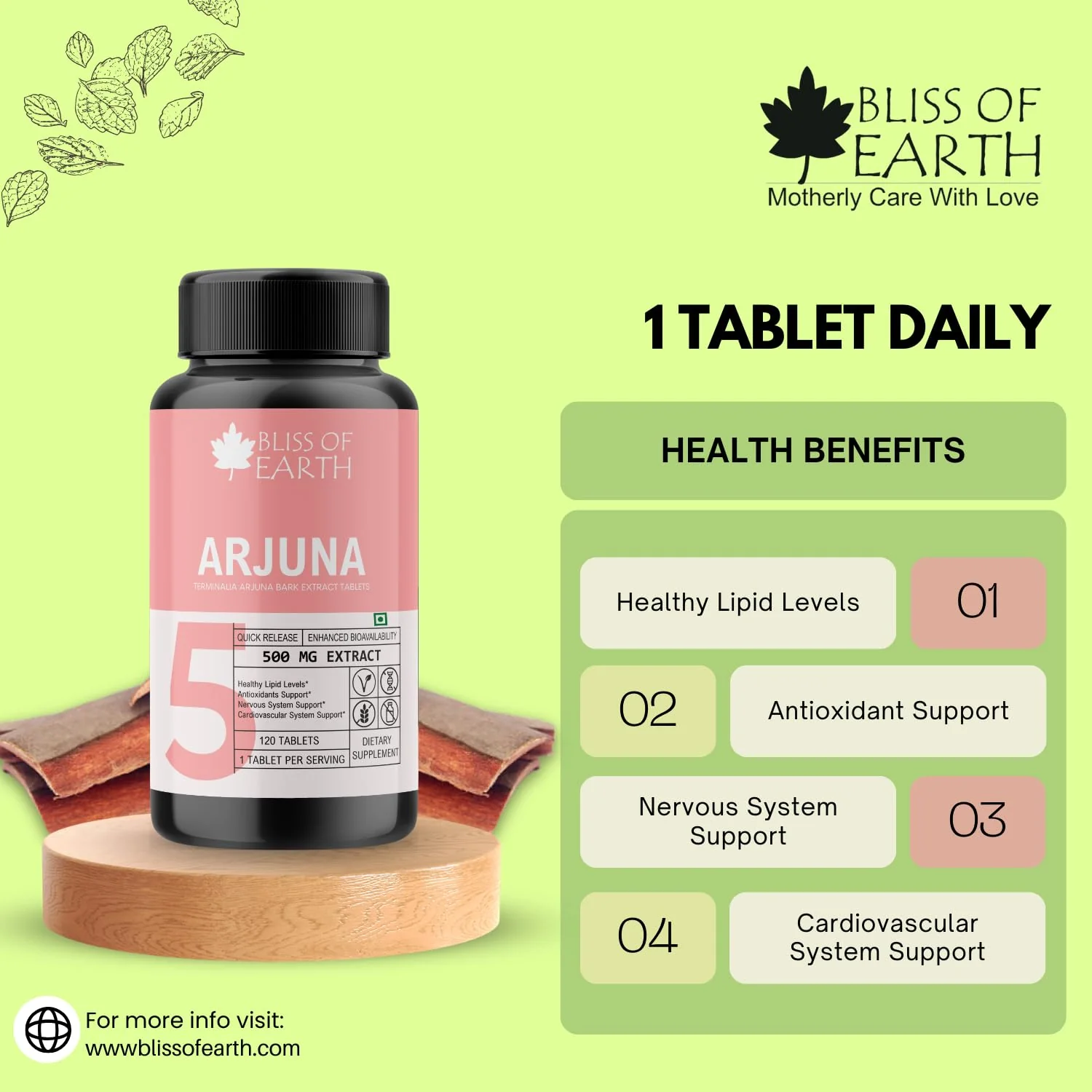 Terminalia Arjuna Bark Extract Tablets 500mg, 60 Tablets - Image 5