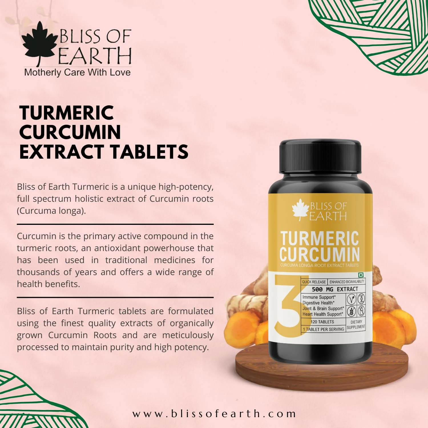 Turmeric Curcumin Extract Tablets 500mg, 120 Tablets - Image 4