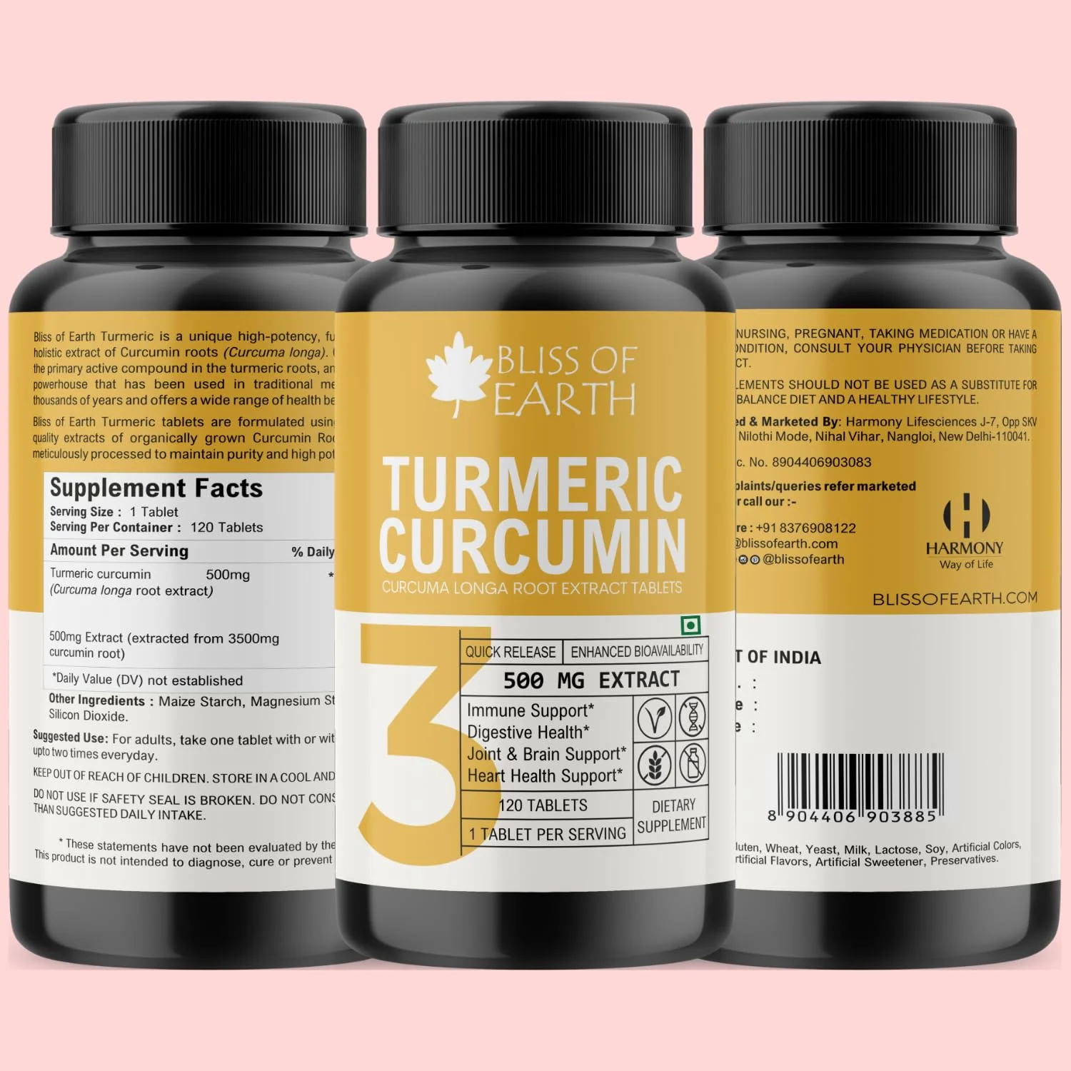 Turmeric Curcumin Extract Tablets 500mg, 120 Tablets - Image 6