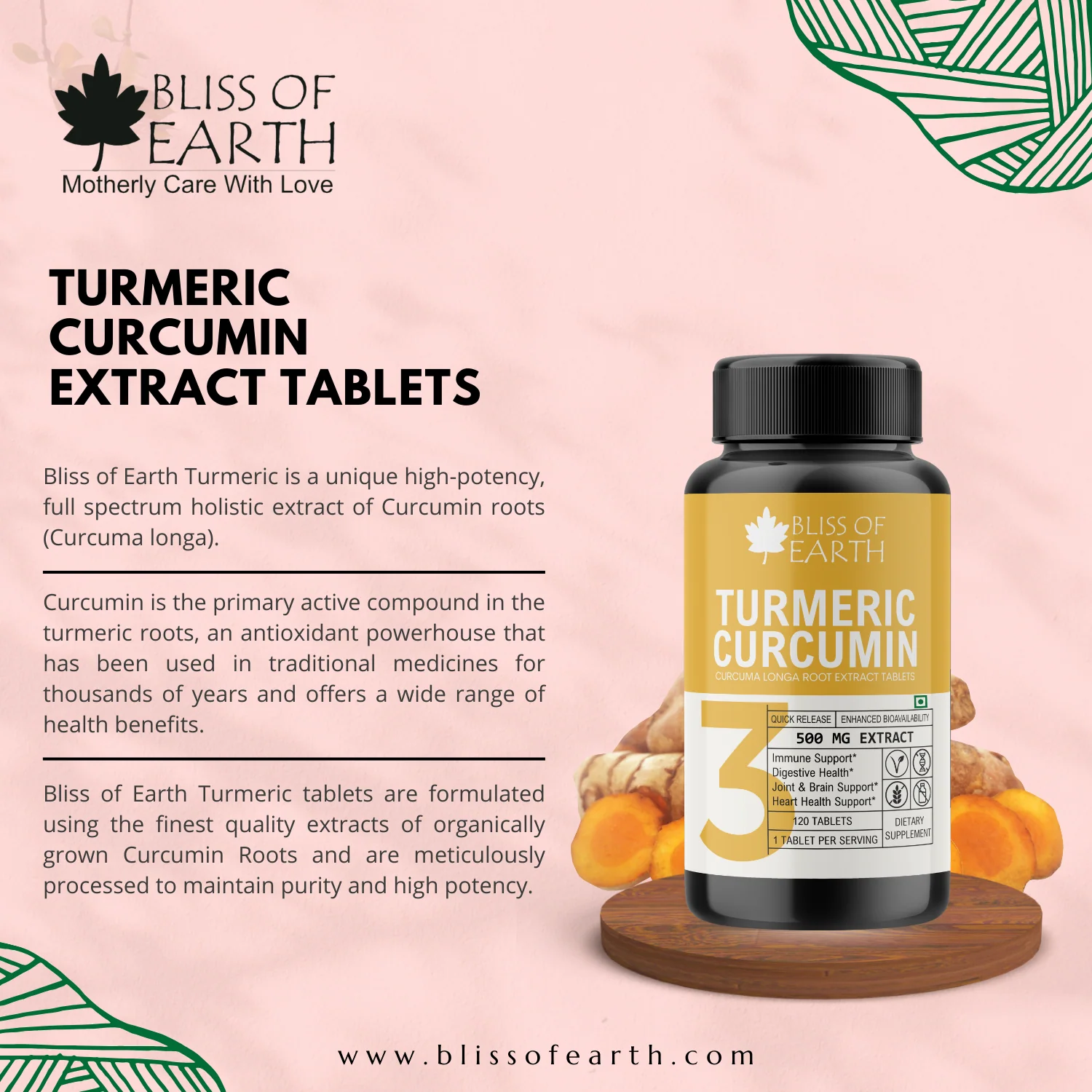 Turmeric Curcumin Extract Tablets 500mg, 60 Tablets - Image 4