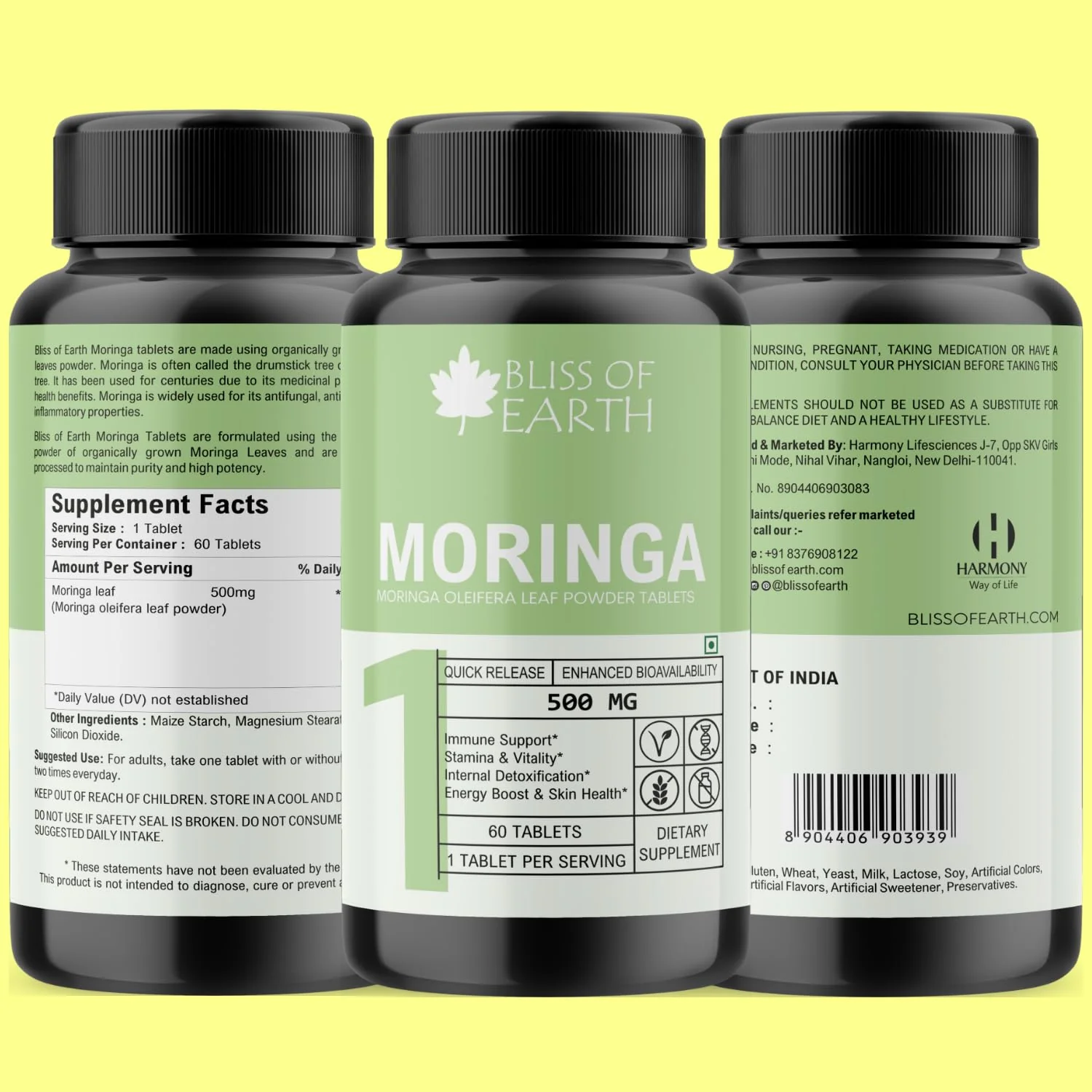 Purity Moringa Oleifera Leaf Powder Tablets 500gm With Quick Release & Enhanced Bioavailability, Green Superfood Supplement, 60 Tablets - Image 6